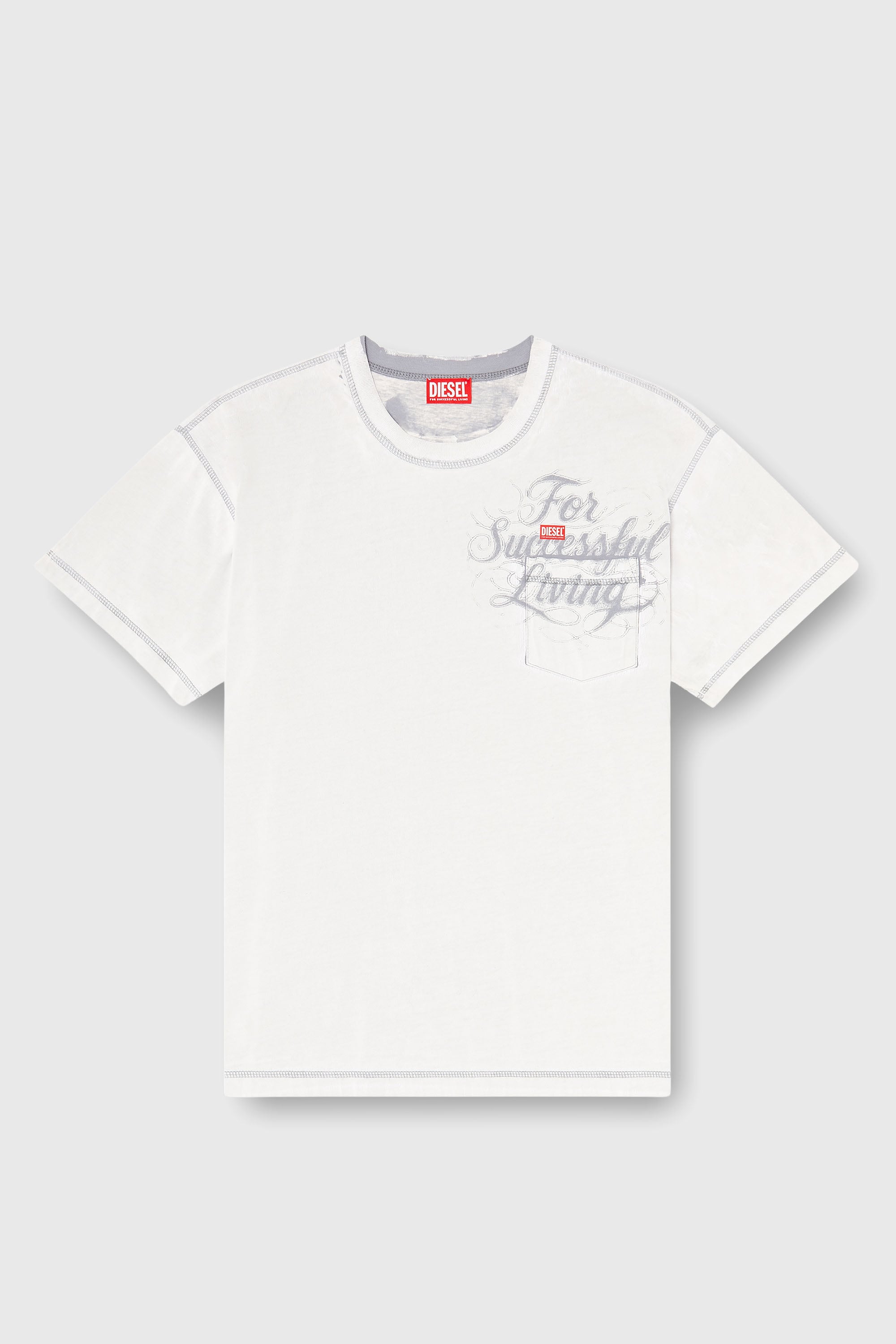 Diesel - T-NORM-POCKET-AA1, T-shirt con taschino sul petto e stampa grafica Uomo in Bianco - 2