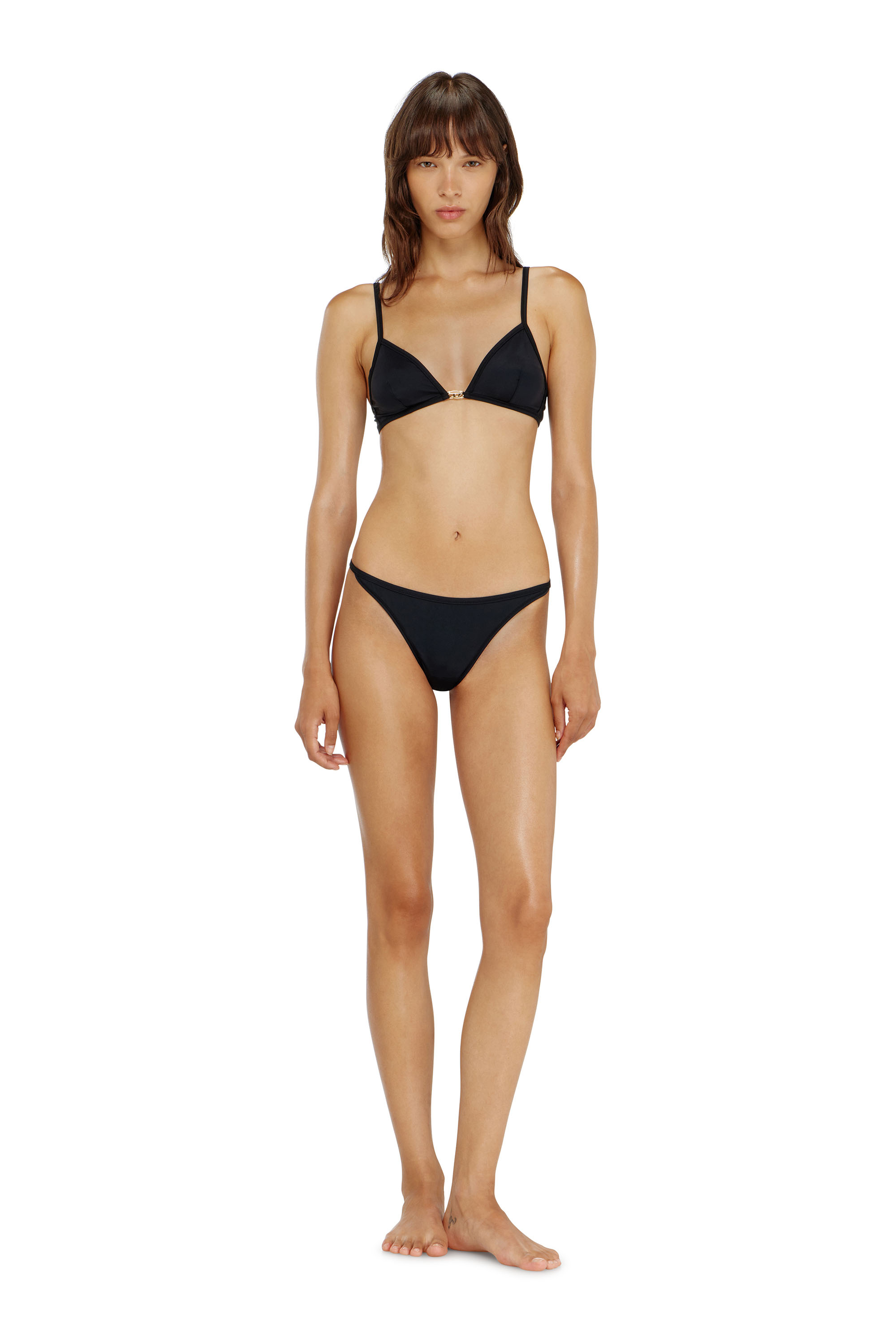 Diesel - LUNA-UTLT, Reggiseno a triangolo in nylon con dettaglio Oval D Donna in Nero - 3