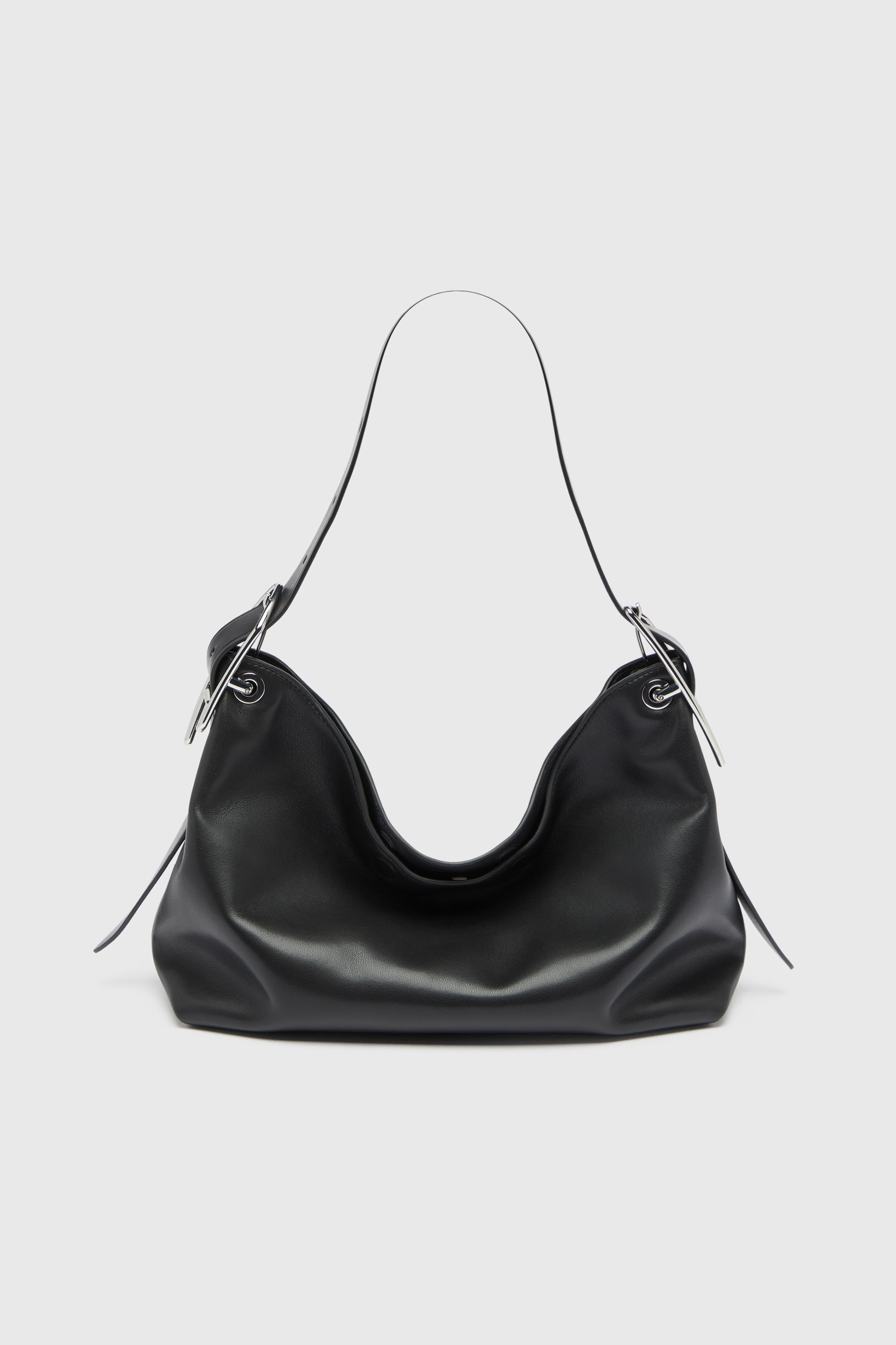Diesel - D-LINE HOBO S, D-Line-Borsa a spalla in pelle Donna in Nero - 2