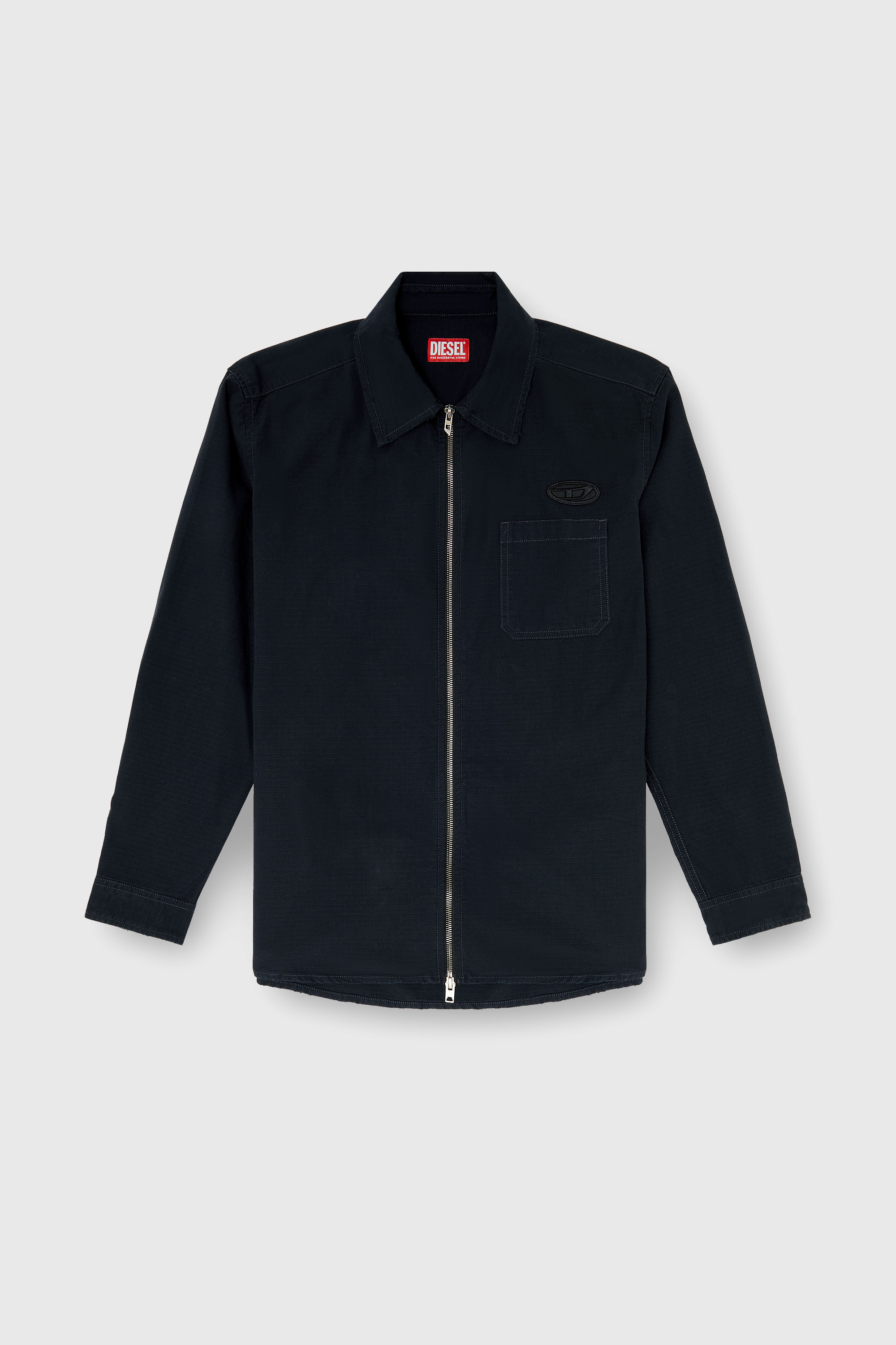 Diesel - S-ALIAS-ZIP, Camicia in ripstop con chiusura a zip Uomo in Nero - 2