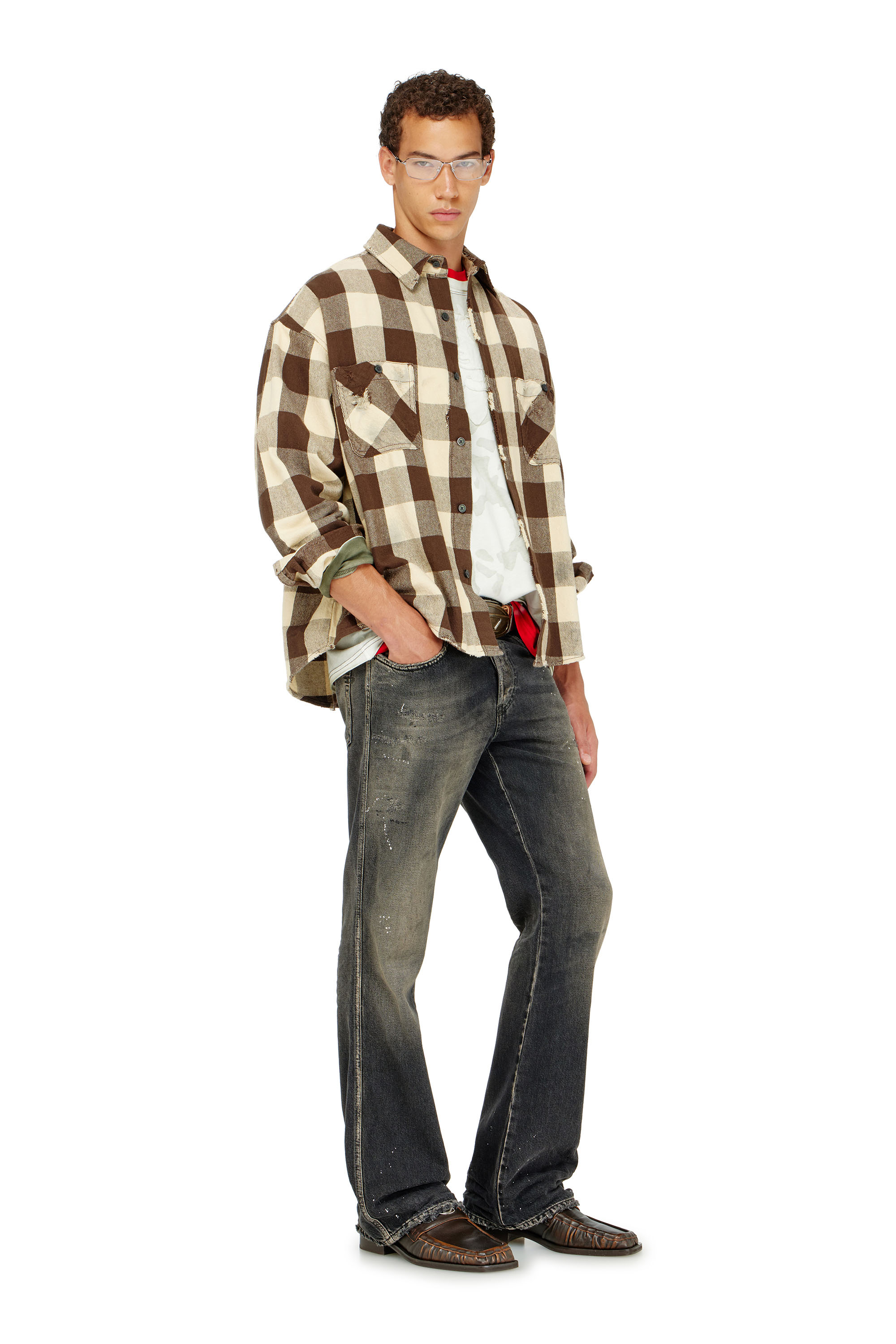 Diesel - S-DRUM, Man's Check flannel shirt with distressed effect in null - 2