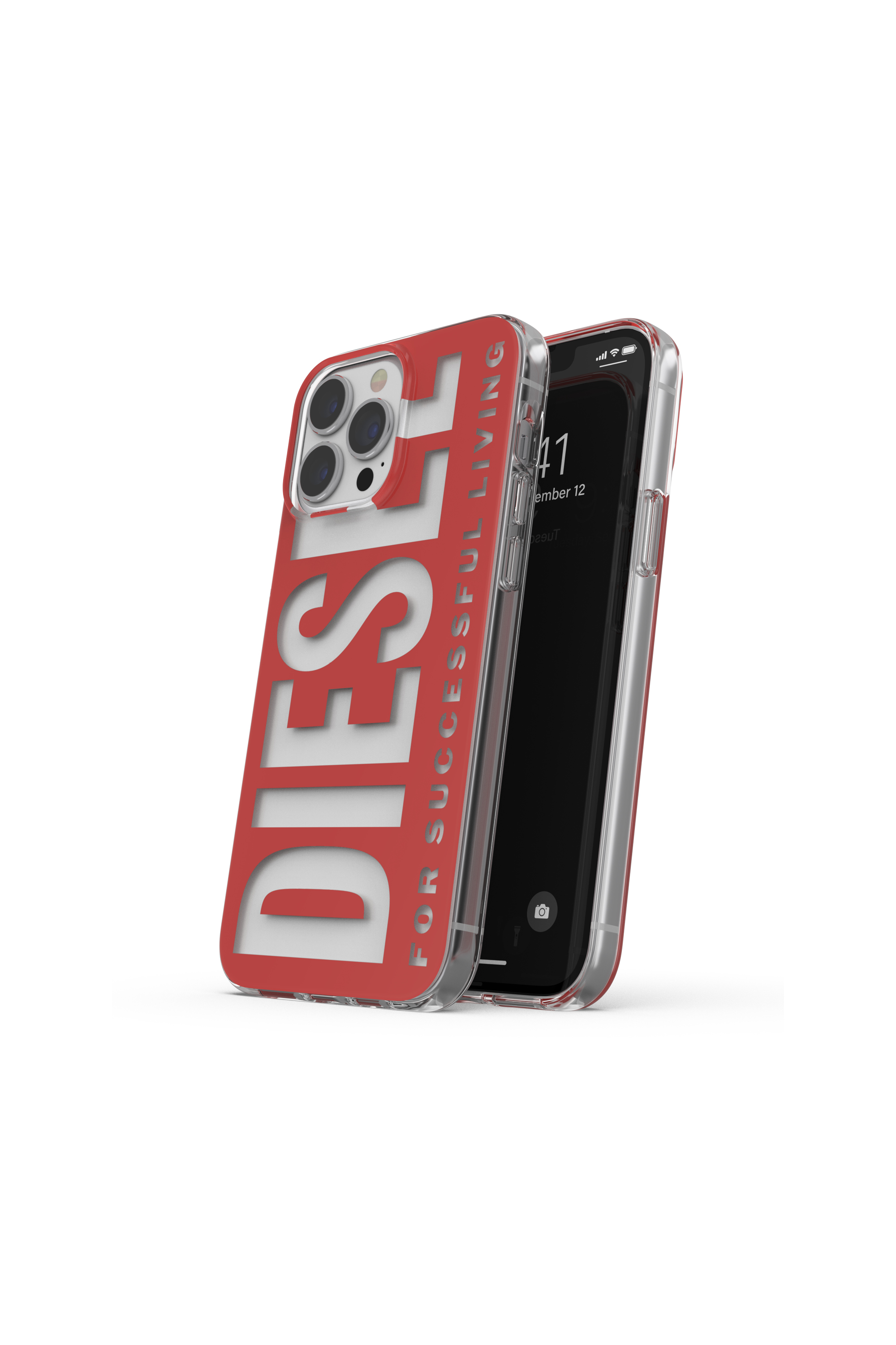 Diesel - 47204 STANDARDASE, Cover translucida in TPU per iPhone 13 Pro Max Unisex in Rosso - 3