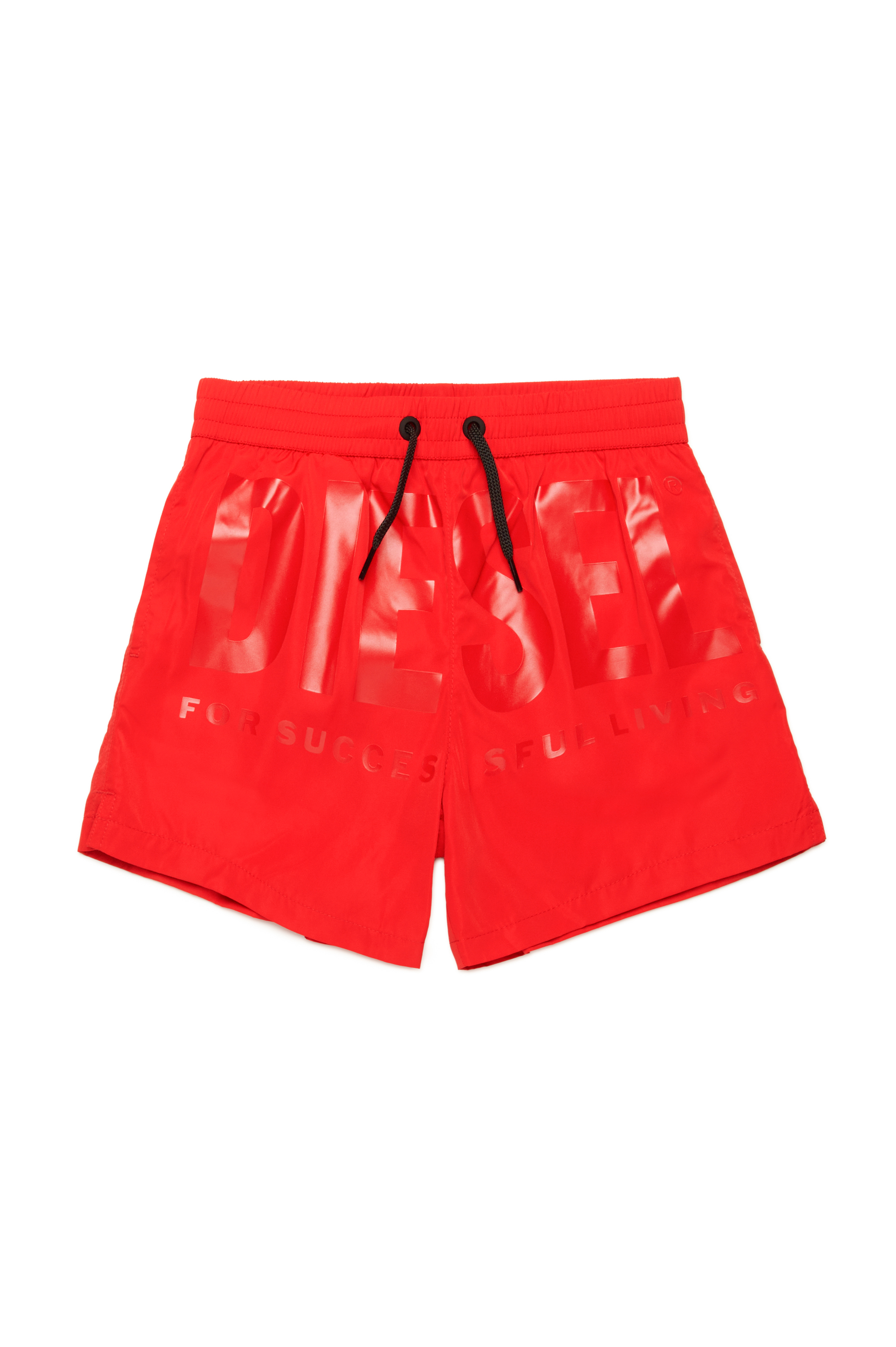 Diesel - MKENM, Man's Swim shorts with tonal Biscotto logo in Red - 1