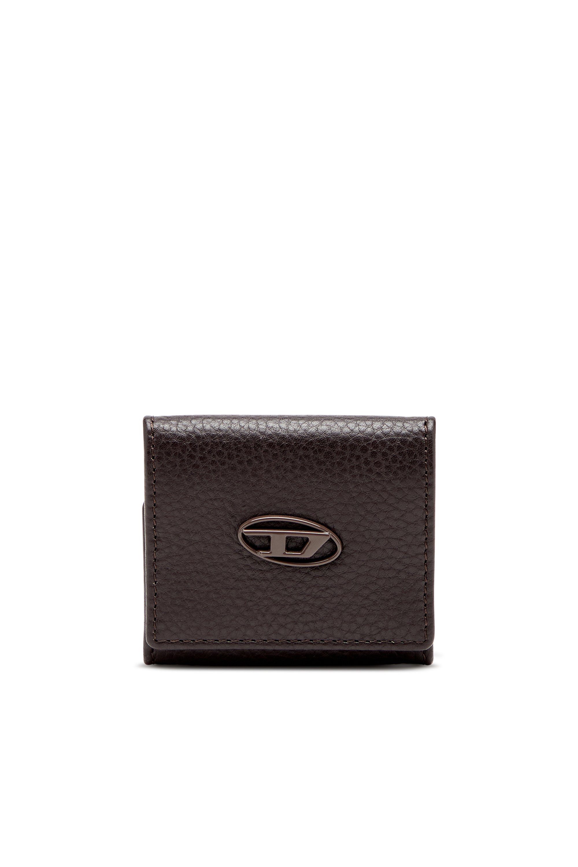 Diesel - HISSU EVO COIN CASE, Coin purse in grainy leather Uomo in Marrone - 1