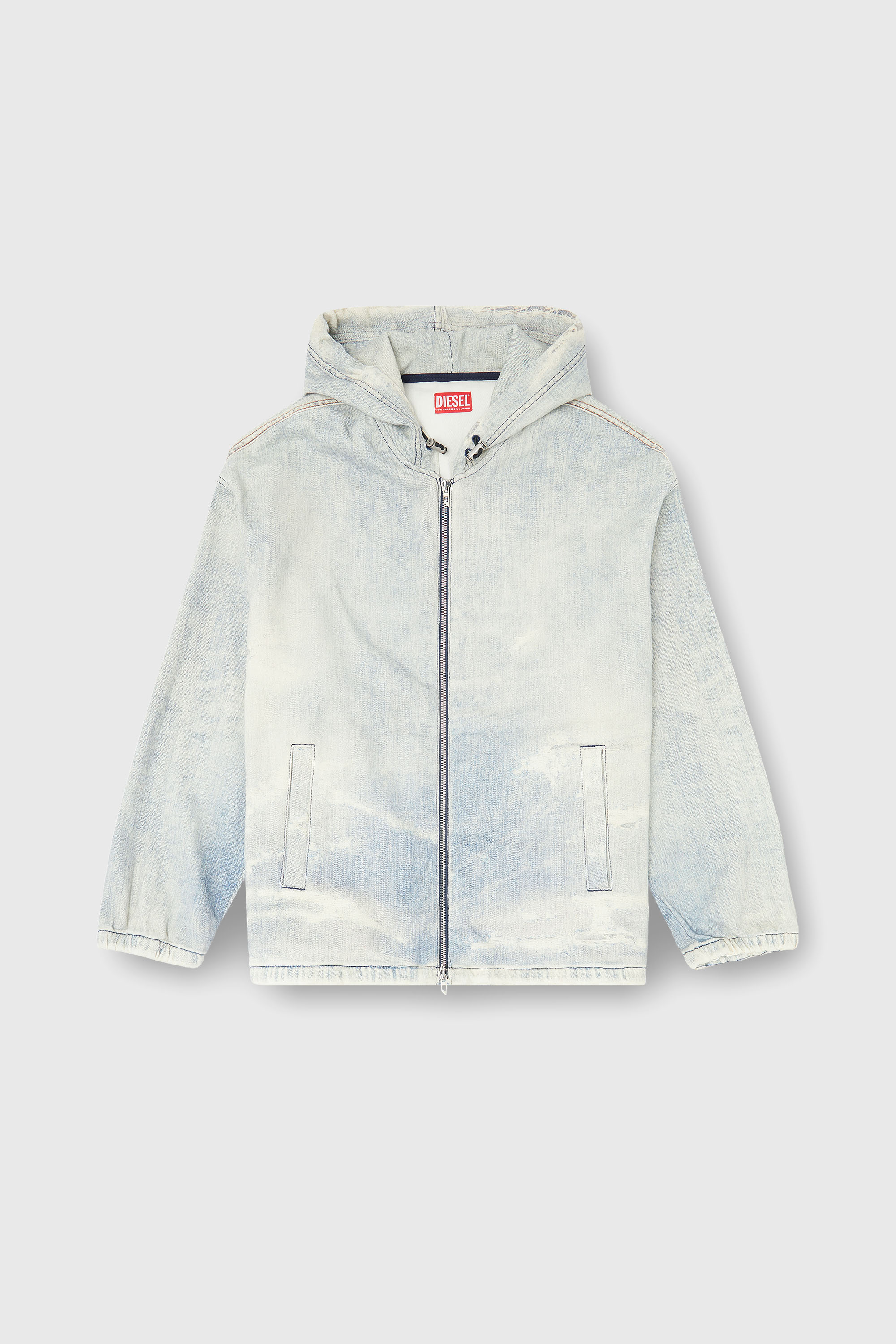 Diesel - D-WYNNY JOGG, Giacca JoggJeans con cappuccio effetto trompe l&rsquo;oeil Uomo in Blu - 2
