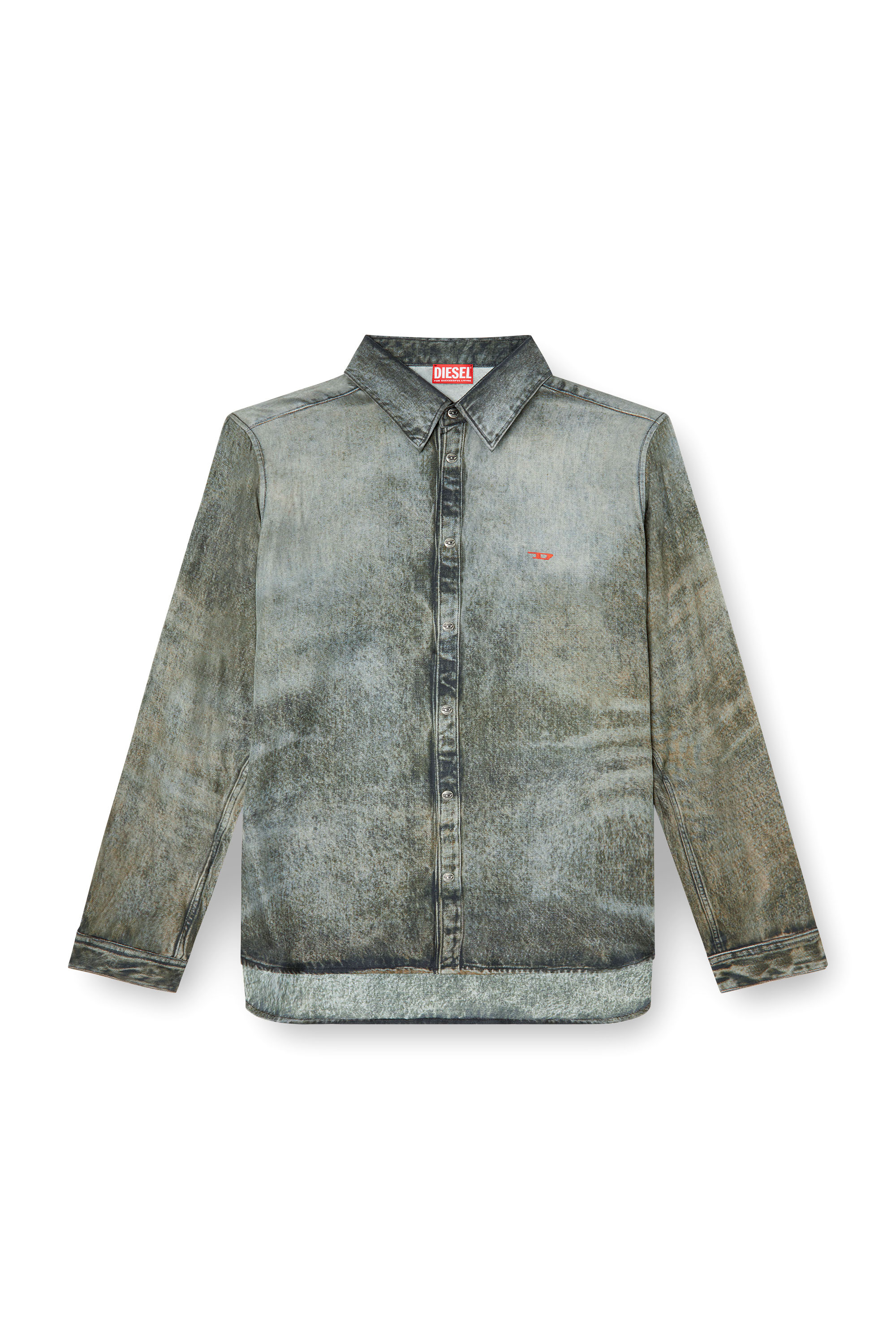 Diesel - S-SIMPLY-LKCT, Camicia in viscosa effetto denim Uomo in Nero - 3