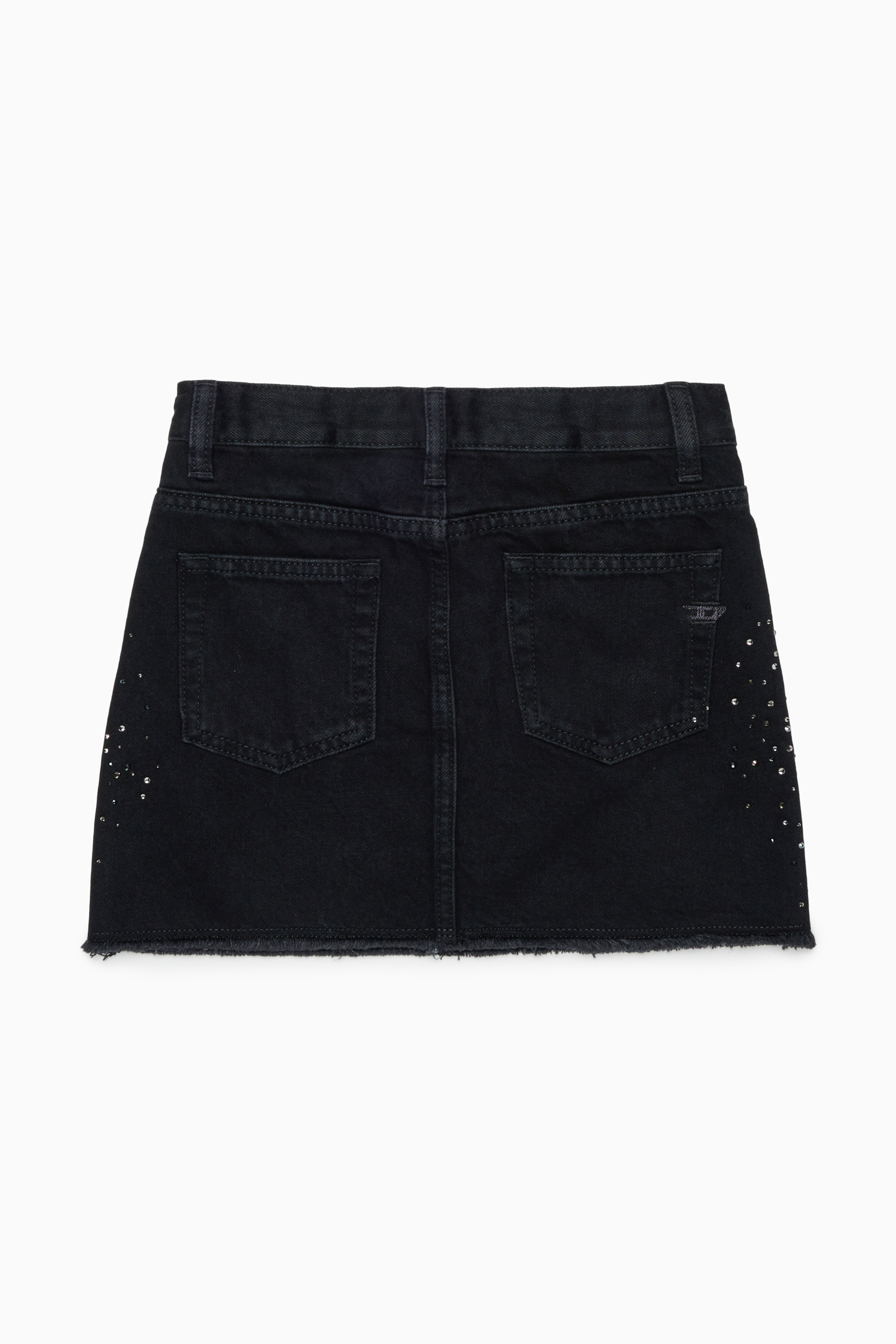 Diesel - GIANNA-SP, Minigonna in denim a taglio vivo con strass Donna in Nero - 2