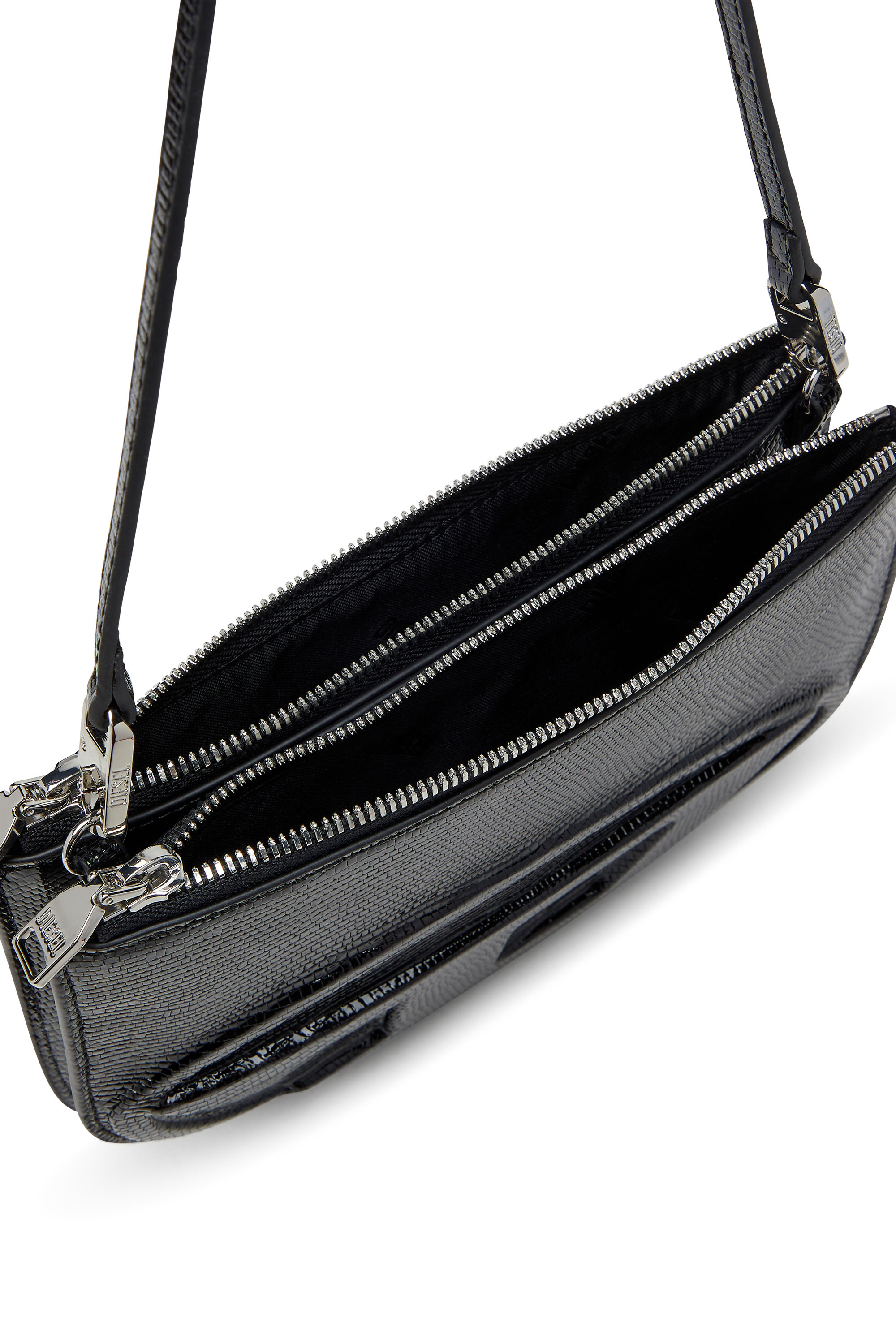 Diesel - 1DR TWIN, Woman's 1DR Twin-Double-pouch shoulder bag in embossed leather in Black - 3