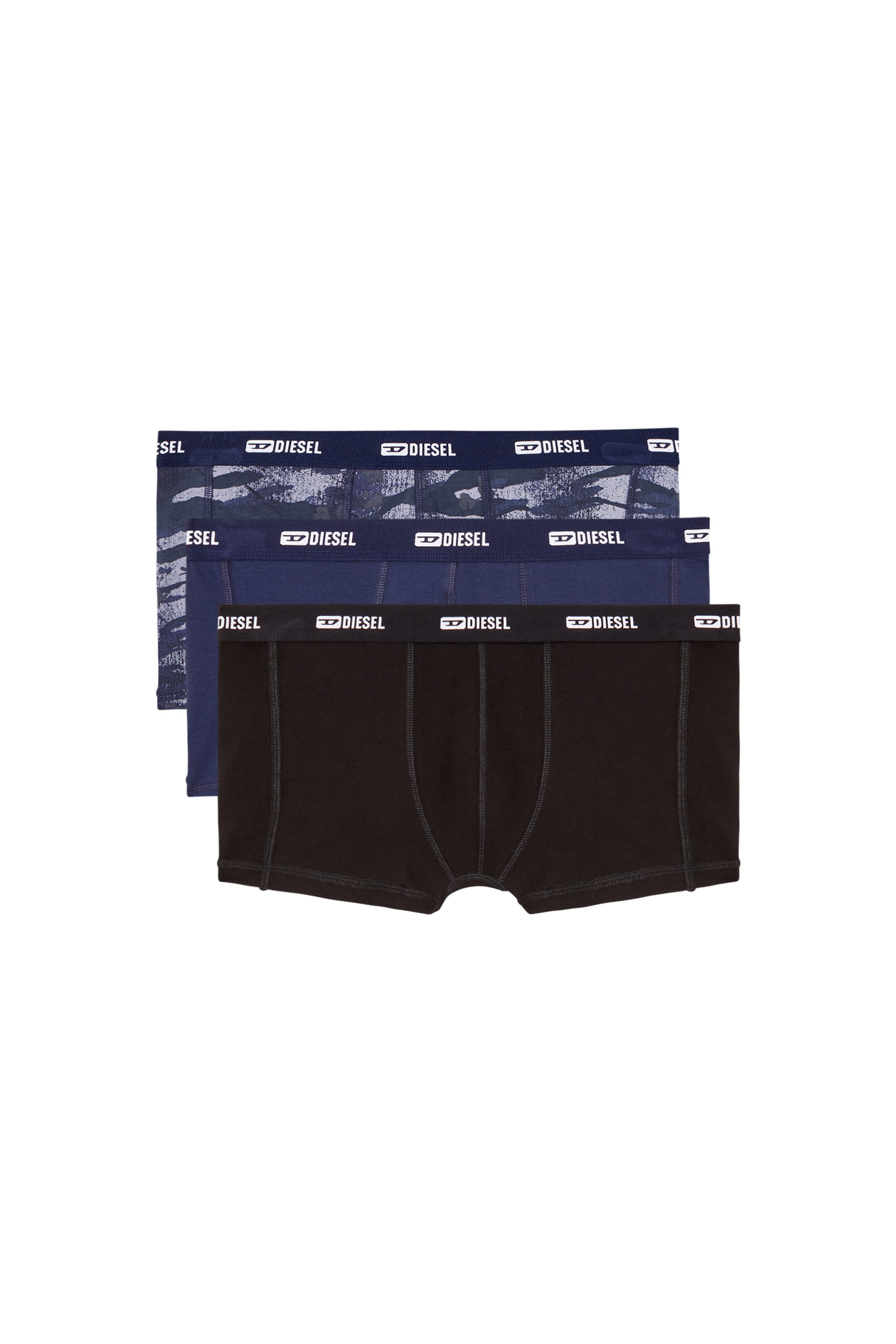 Diesel - DAMIEN-UTLT-3PACK, Man's 3-pack of boxer briefs plain and camo in Black/Blue - 1