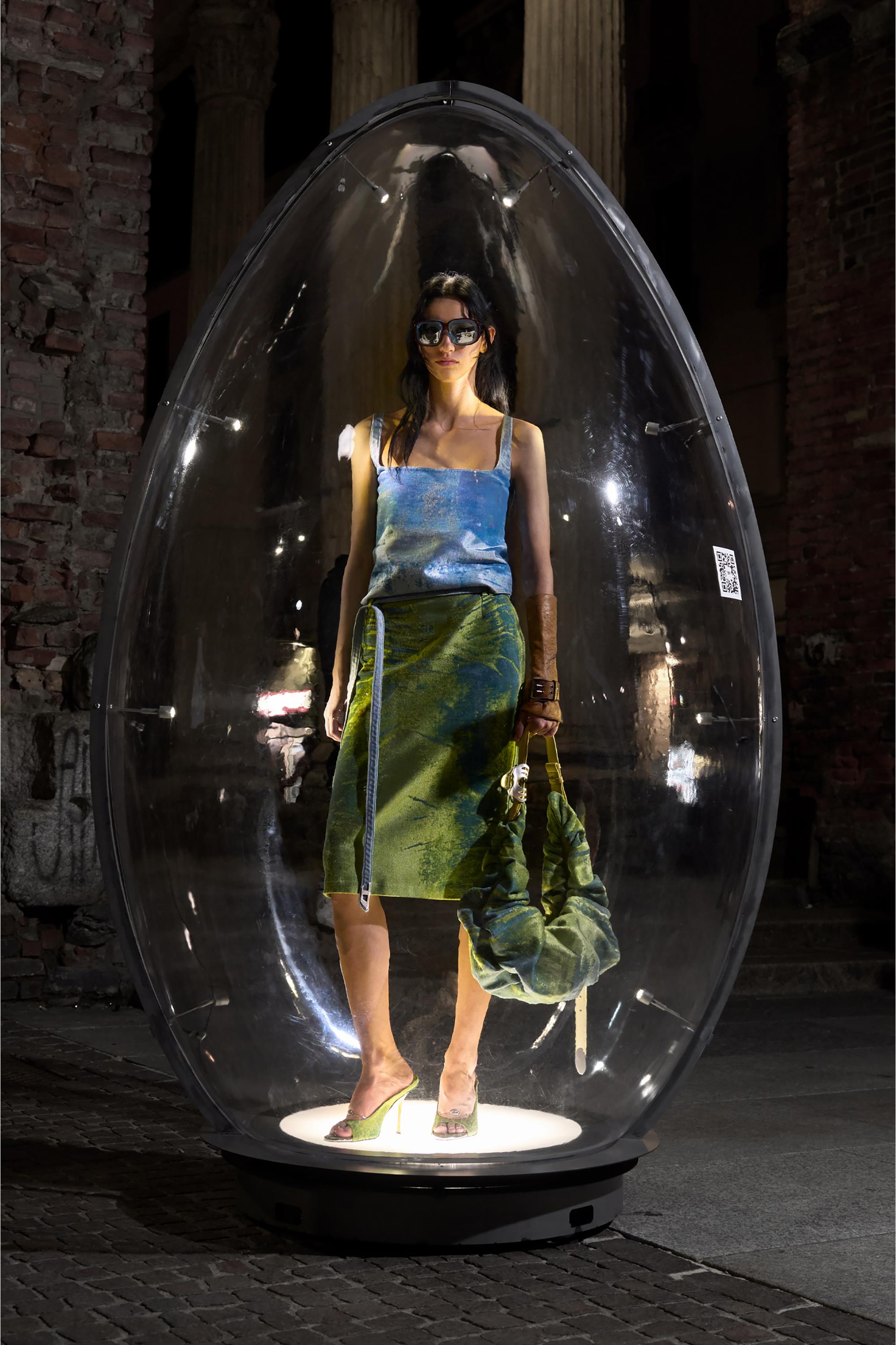 Diesel - D-DIAM'S SA 90, D-Diam's-Mule alte in denim con Oval D galleggiante Donna in Verde - 2