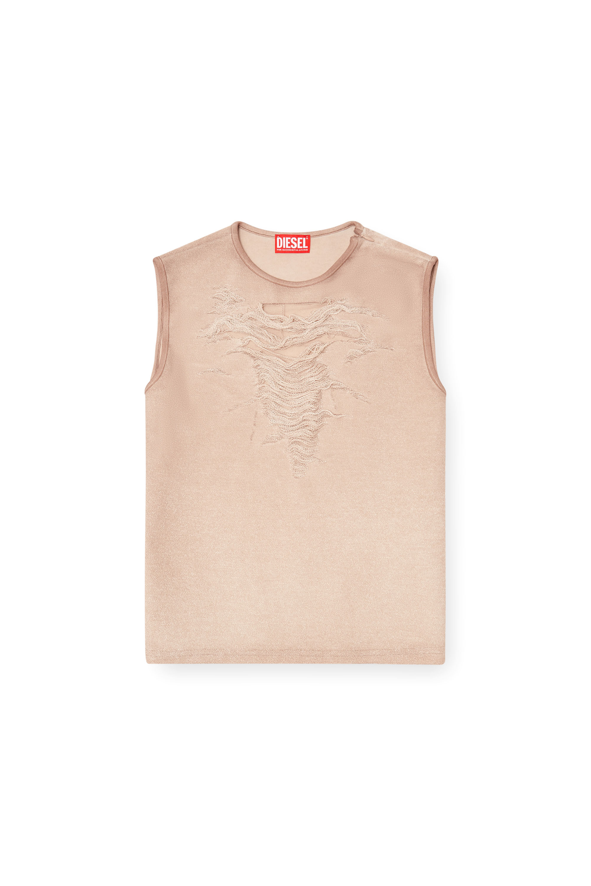Diesel - T-YASY-S1, Top senza maniche con fili devor&eacute; Donna in Rosa - 3