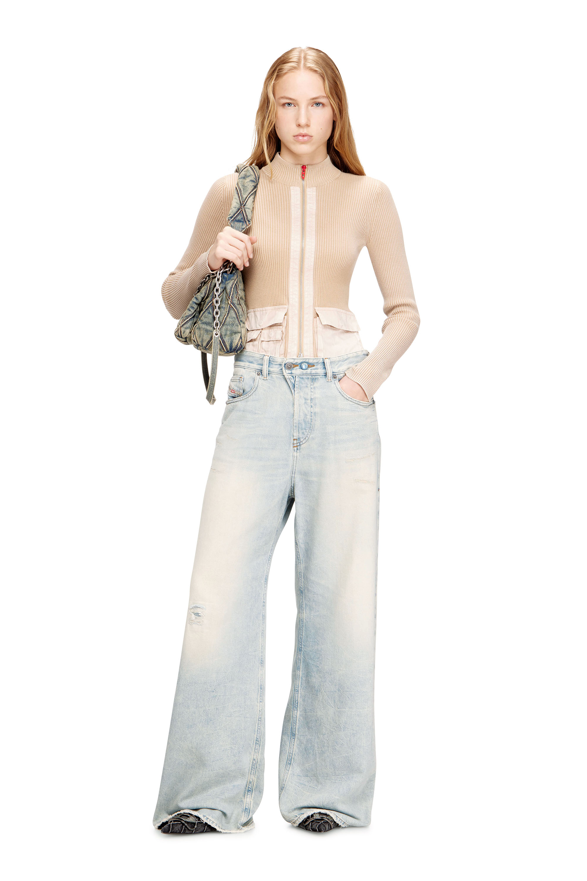 Diesel - CHARM-D SHOULDER S, Charm-D S-Borsa piccola in denim trapuntato Donna in Blu - 6