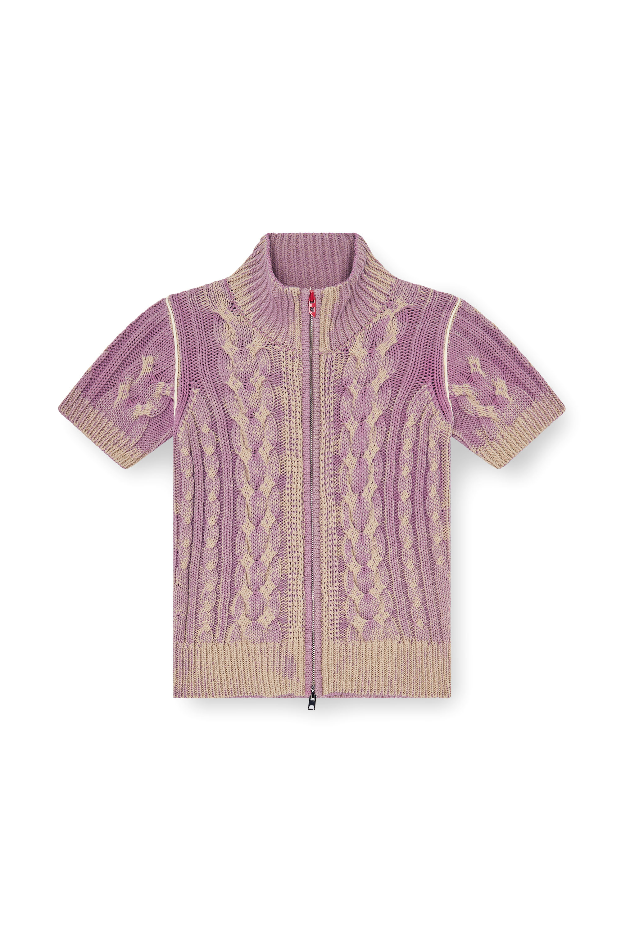 Diesel - M-ELANA, Cardigan a maniche corte con zip in maglia a trecce Donna in Multicolor - 3