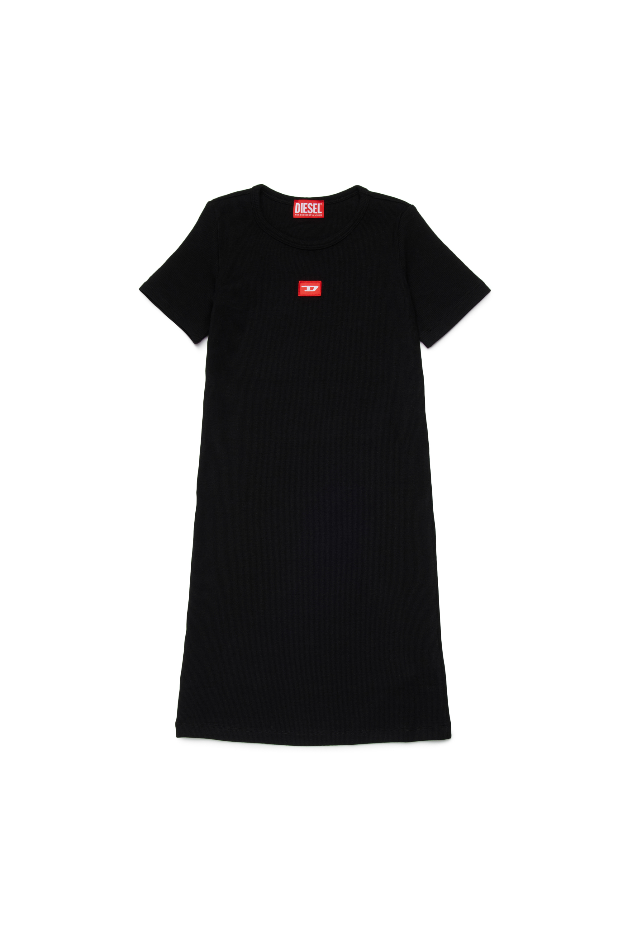 Diesel - DPACI, Woman's Midi cotton dress with short sleeves in Black - 1