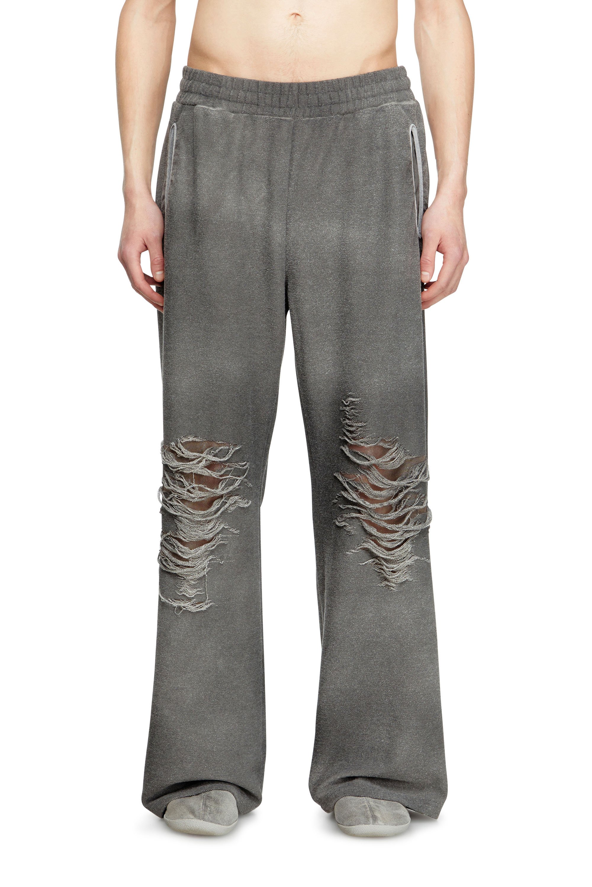 Diesel - P-PERCY, Pantaloni tuta con davanti destroyed Uomo in Grigio - 1