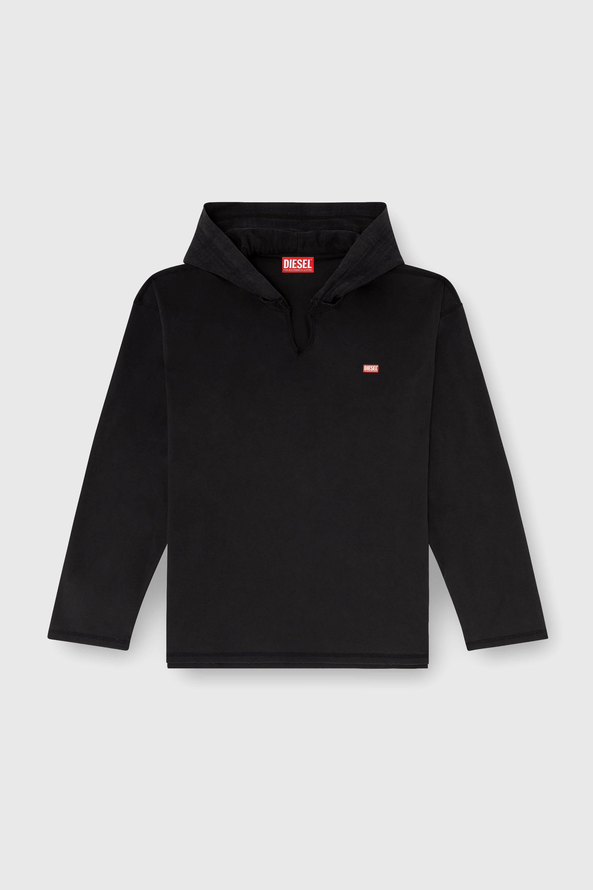 Diesel - T-BOXT-LS-HOOD-CHECK, T-shirt a manica lunga con cappuccio in flanella Uomo in Nero - 2
