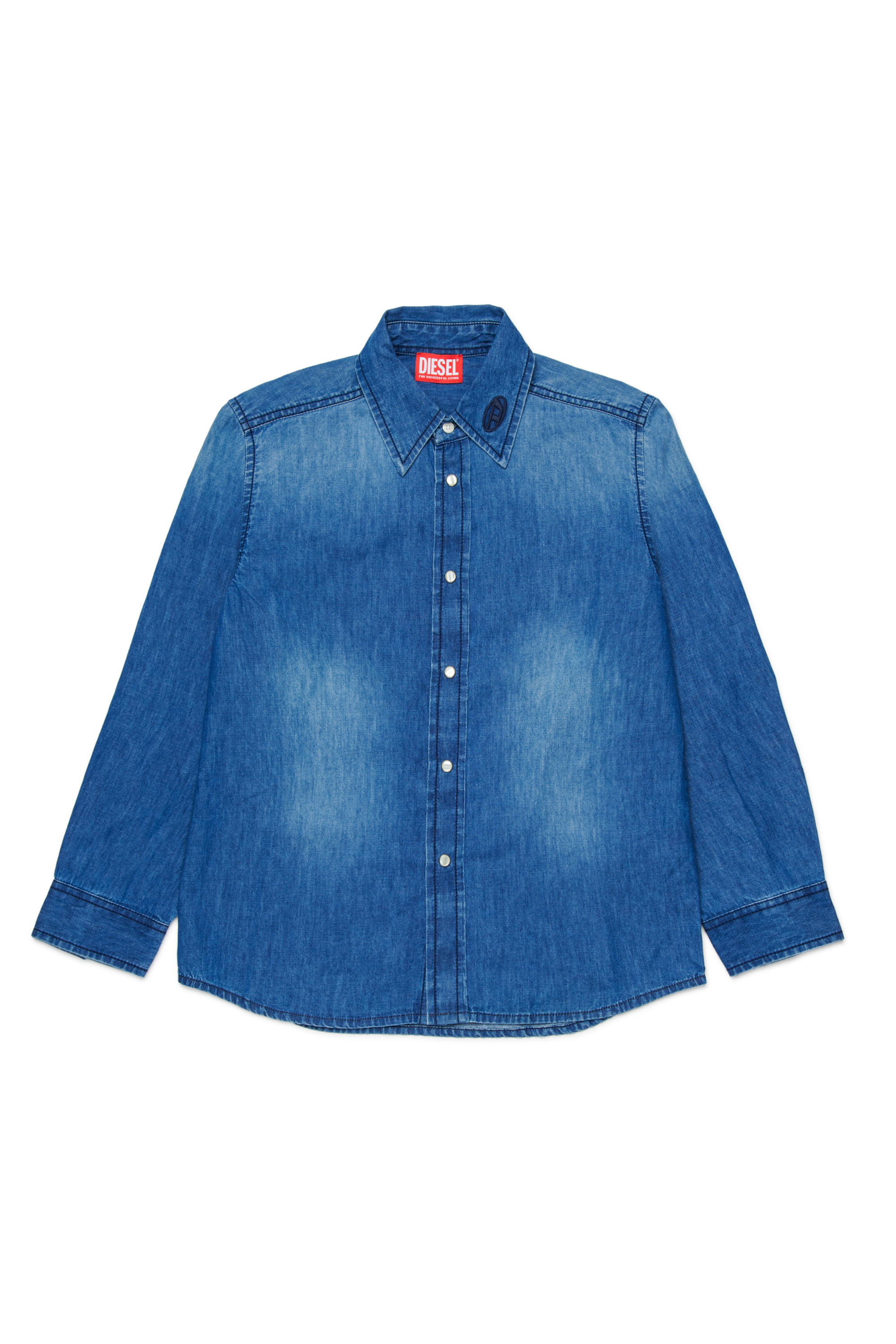 Diesel - CSIMPLY-OVER, Camicia in denim con ricamo Oval D Uomo in Blu - 1