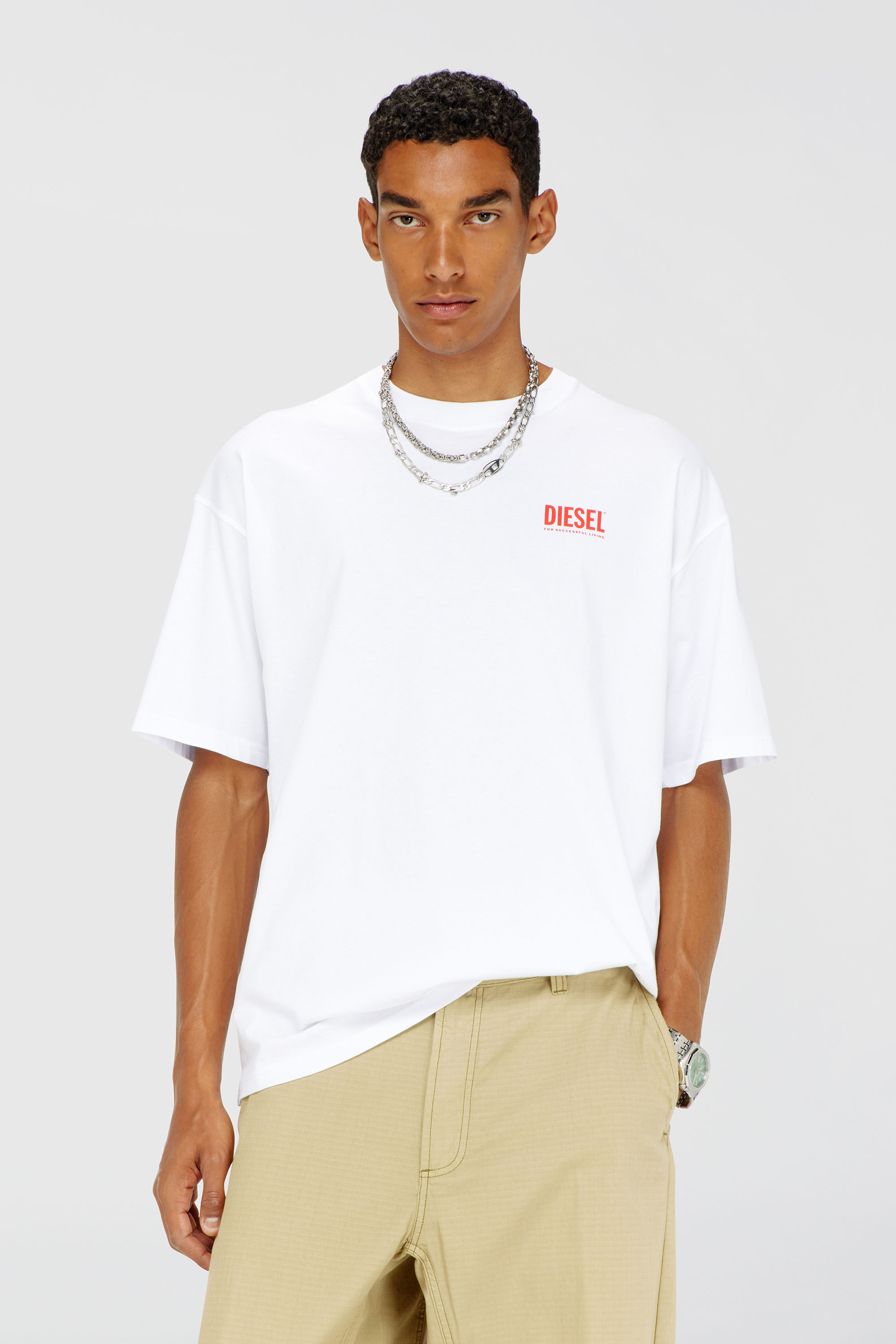 Diesel - T-BOXT-BISK, T-shirt in cotone con stampa Diesel Biscotto Uomo in Bianco - 1