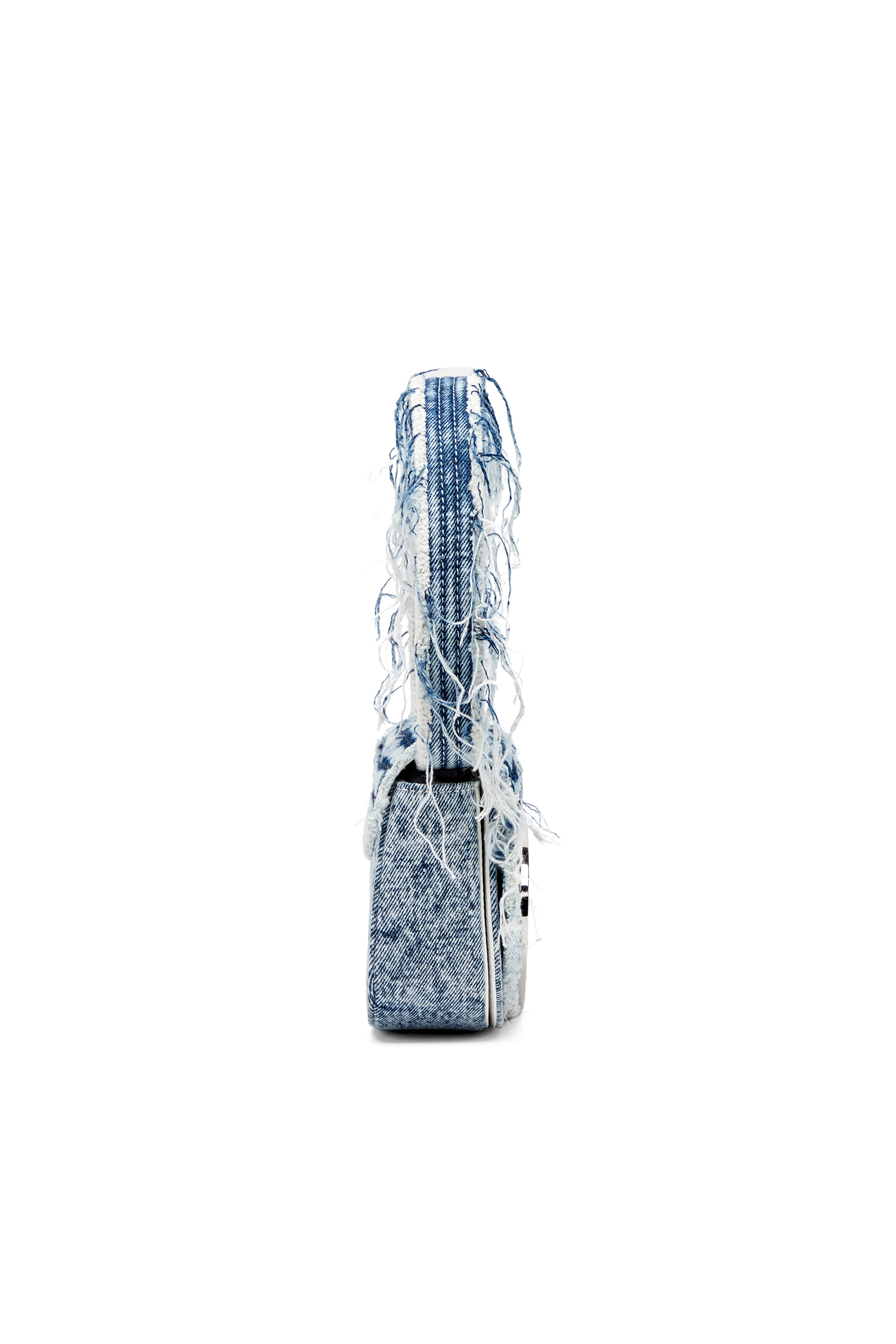 Diesel - 1DR, Iconic shoulder bag in frayed denim Donna in Blu - 3