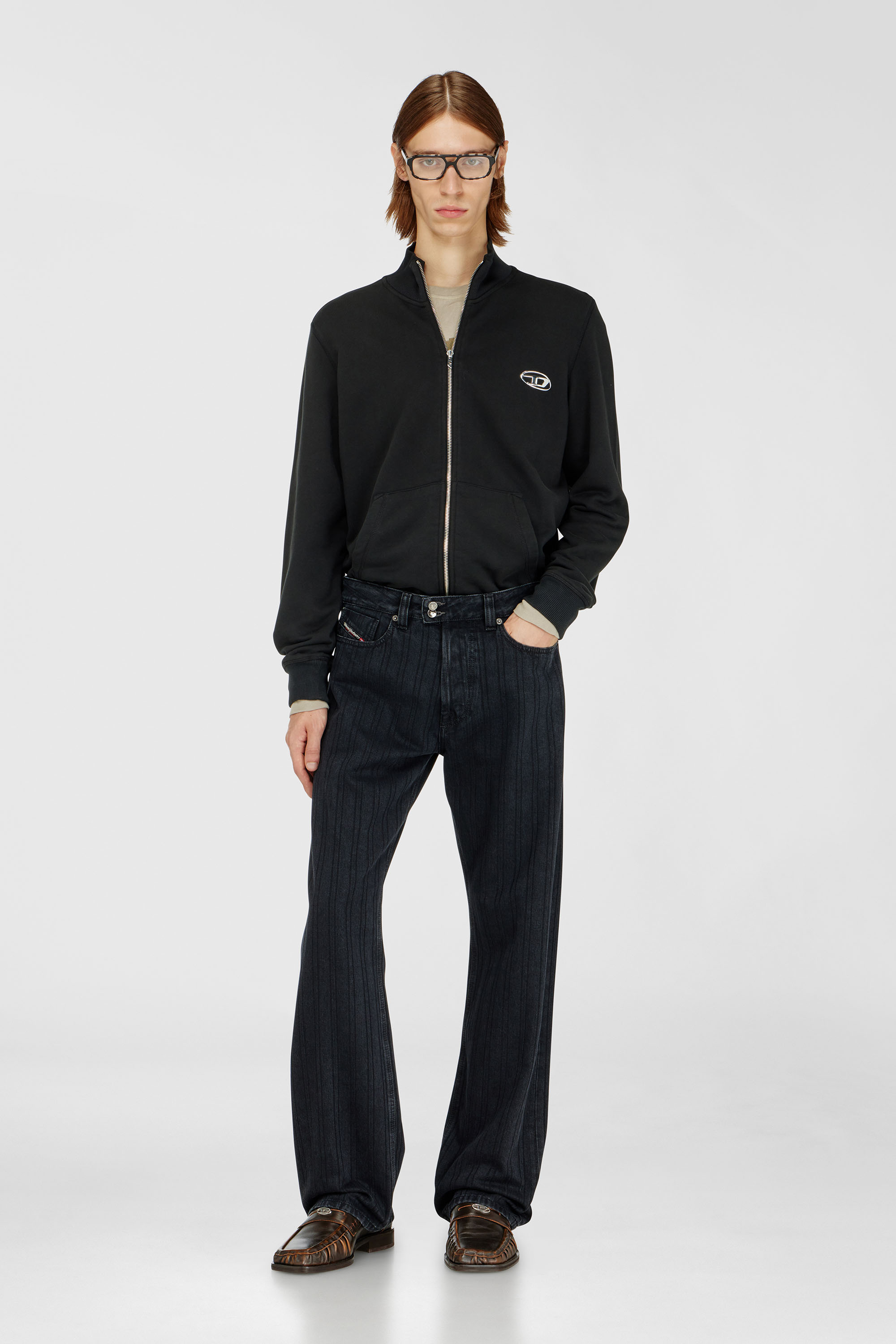 Diesel - S-GINN-ZIP-IOD, Felpa con collo alto e Oval D metallico Uomo in Nero - 2