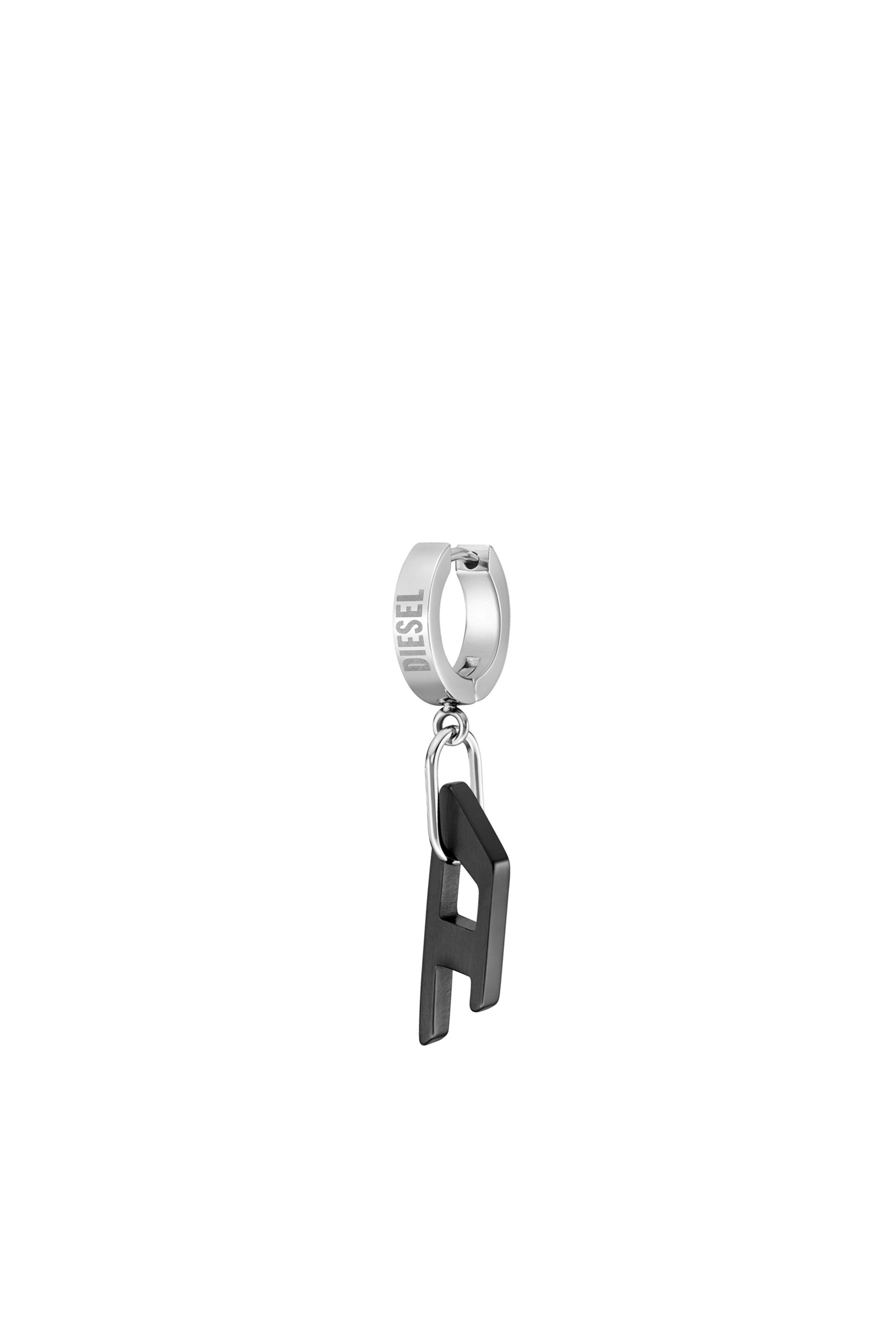 Diesel - DX1418, Unisex Two-tone Stainless Steel single hoop earring in Black - Image 1