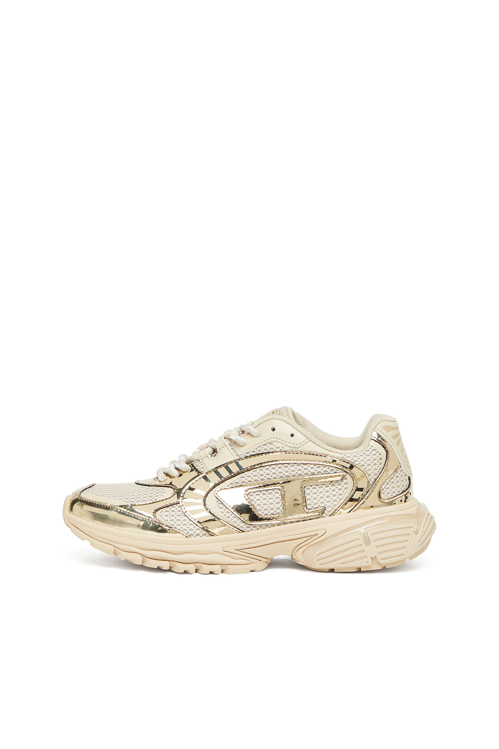 Diesel - S-PRO-V-DENSE LOW W, S-Pro-V-Dense-Sneaker in rete metallizzata con logo Oval D Donna in Beige - 2