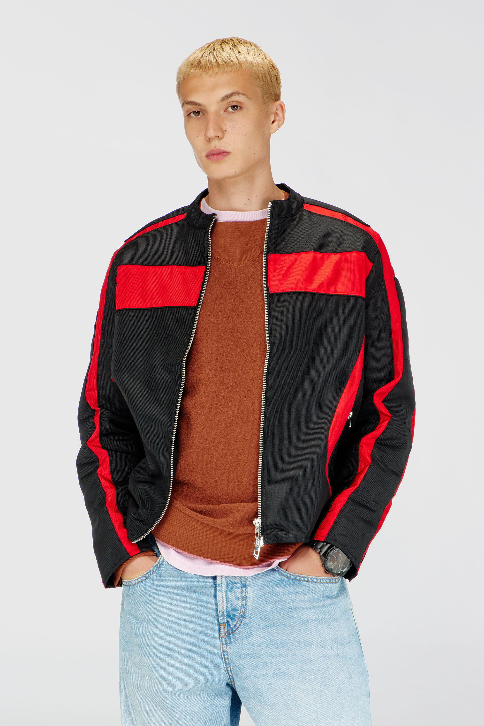 Diesel - J-ADAM-PDAI, Giacca biker color block in canvas Uomo in Multicolor - 1