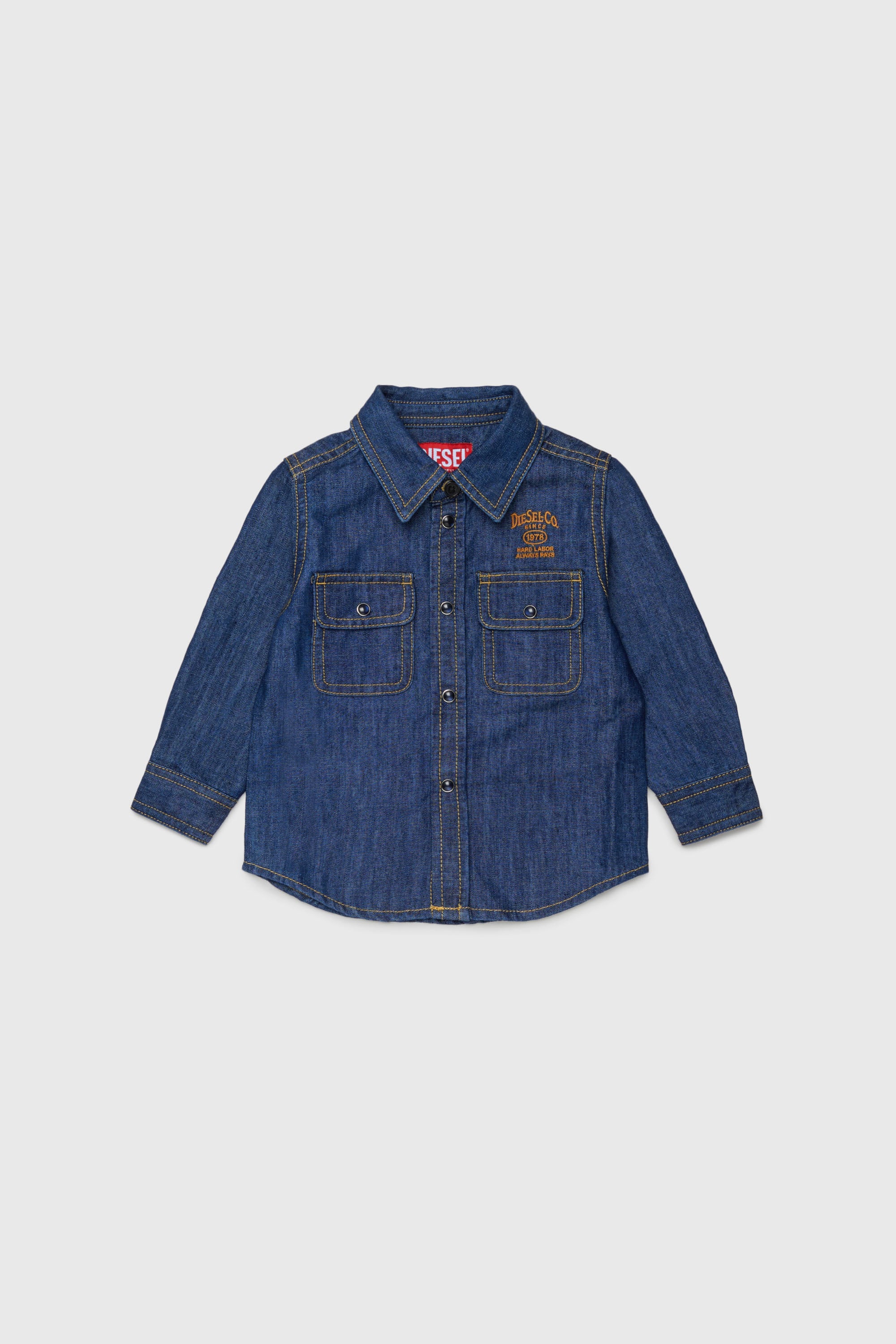 Diesel - CARTOB, Camicia in denim con ricamo logo Uomo in Blu - 1