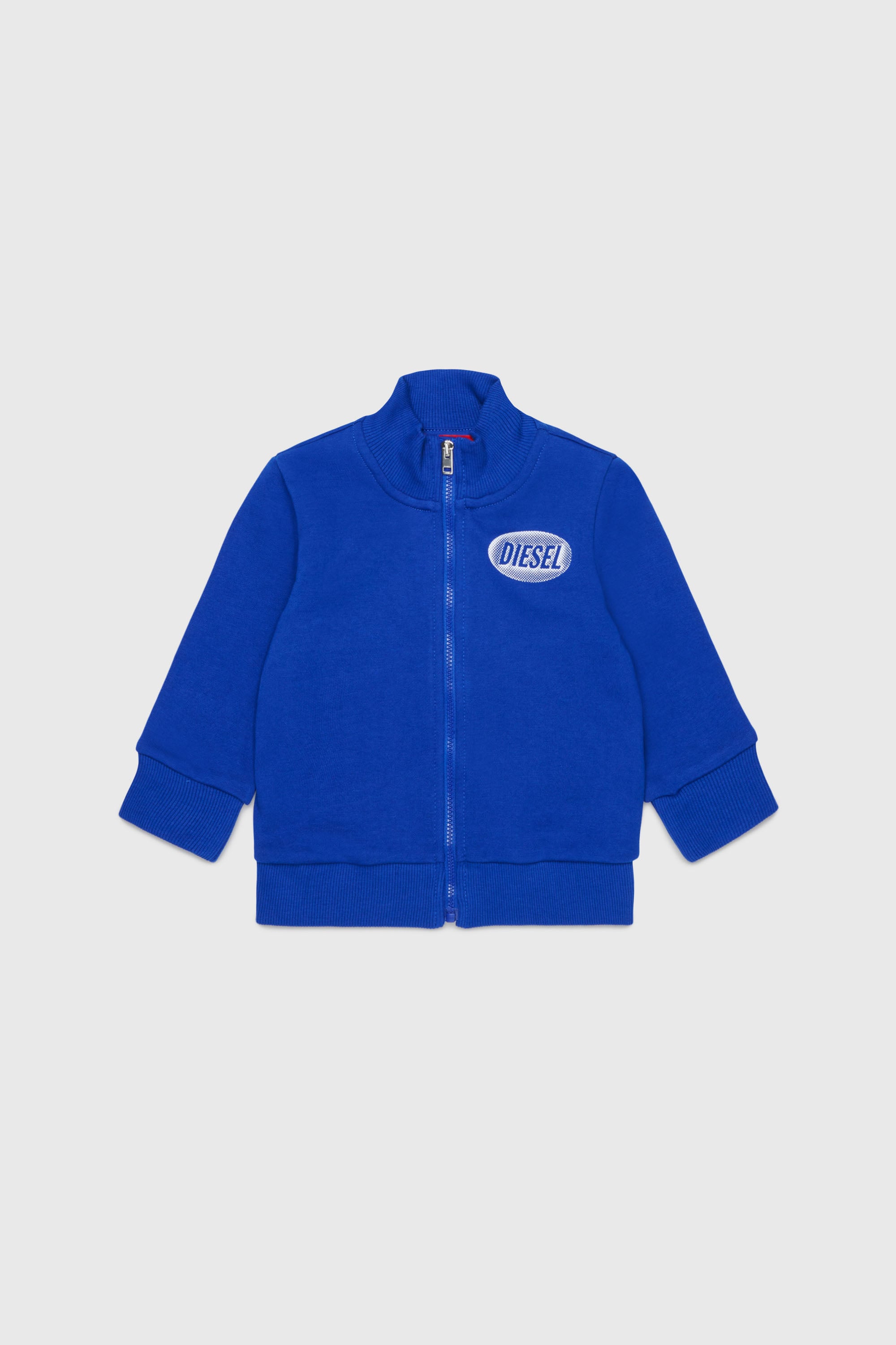 Diesel - SDSELZIPB, Felpa con zip e stampa logo Unisex in Blu - 1