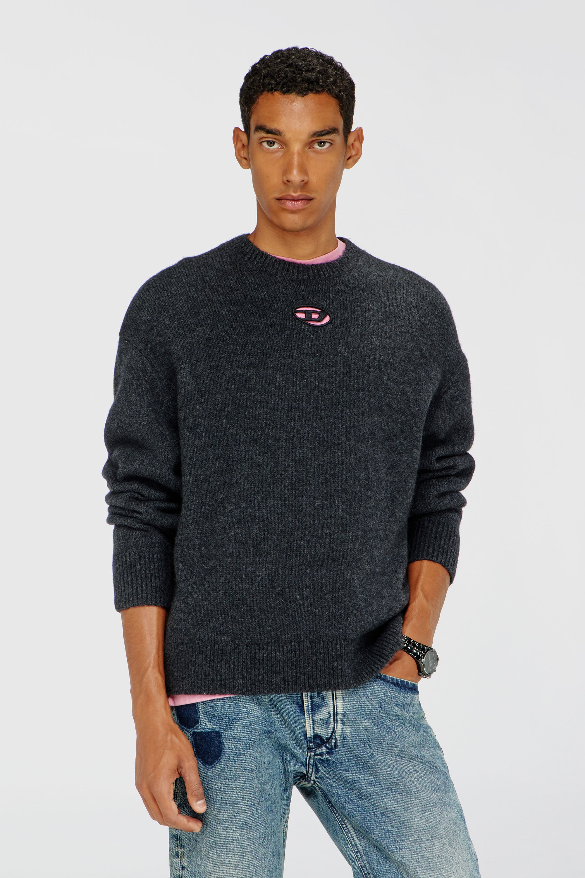 Diesel - K-AREESO, Maglia in misto lana e alpaca Uomo in Nero - 2