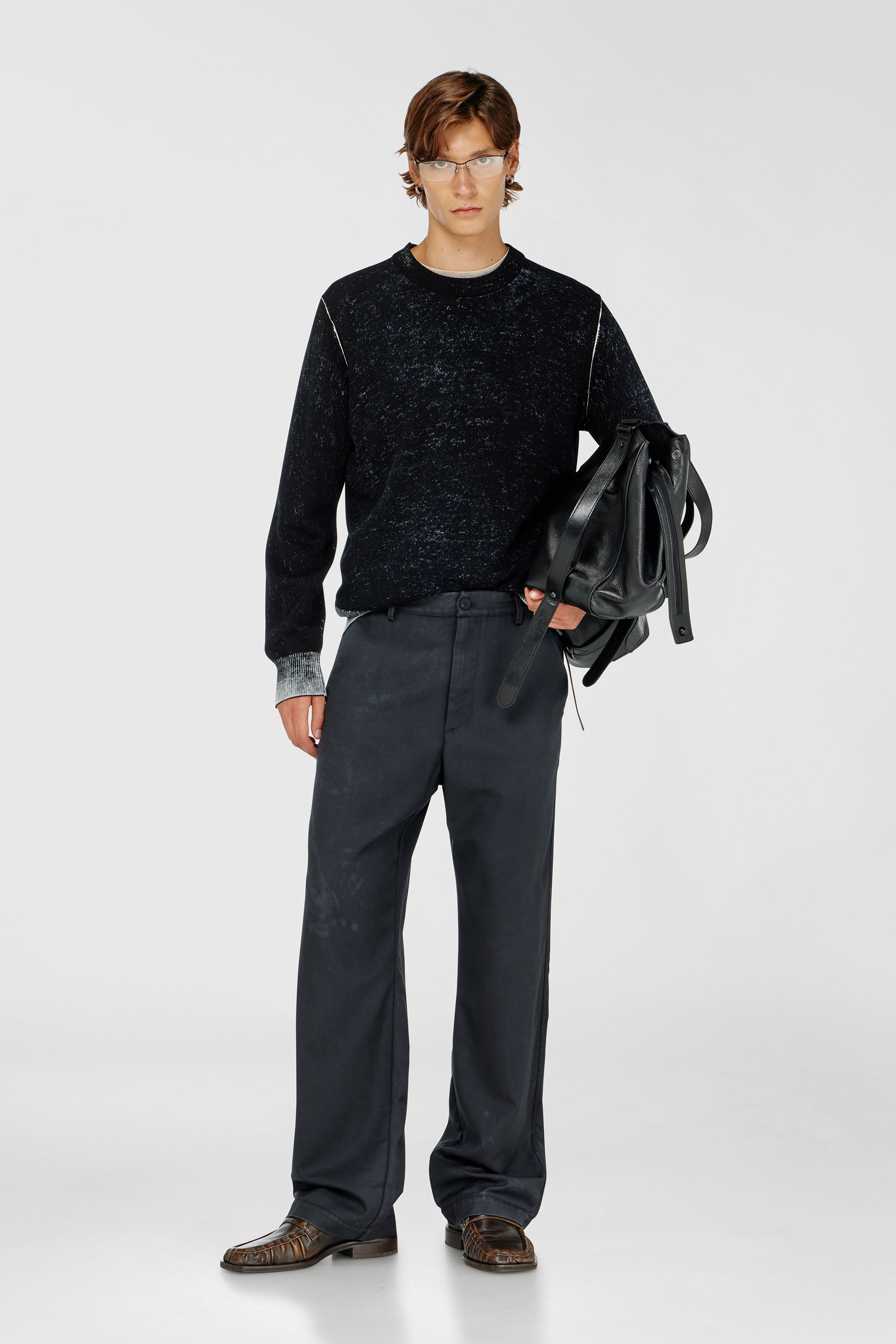 Diesel - K-LARENCE-B, Maglia in cotone stampata al contrario Uomo in Nero - 1