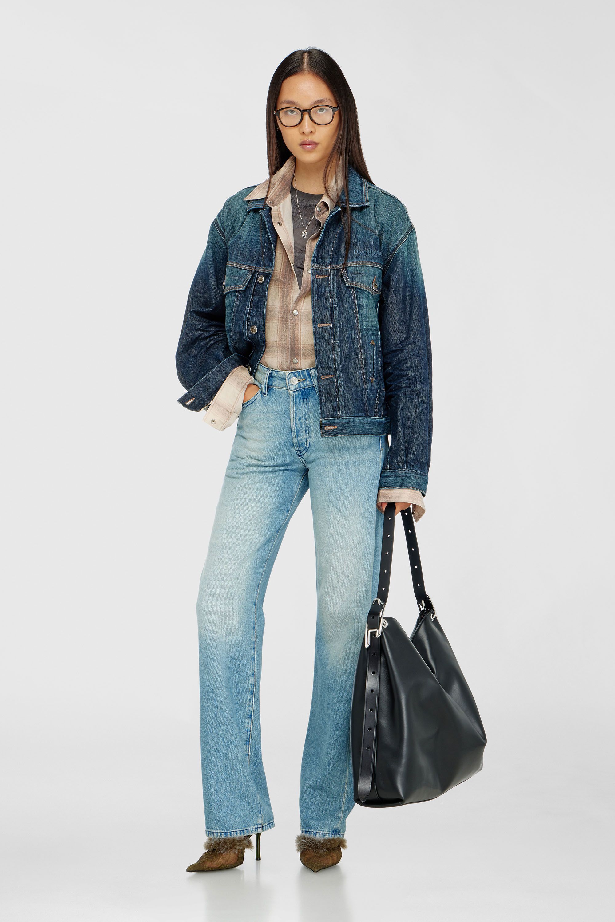Diesel - D-LINE HOBO L, D-Line-Borsa hobo in pelle Donna in Nero - 1