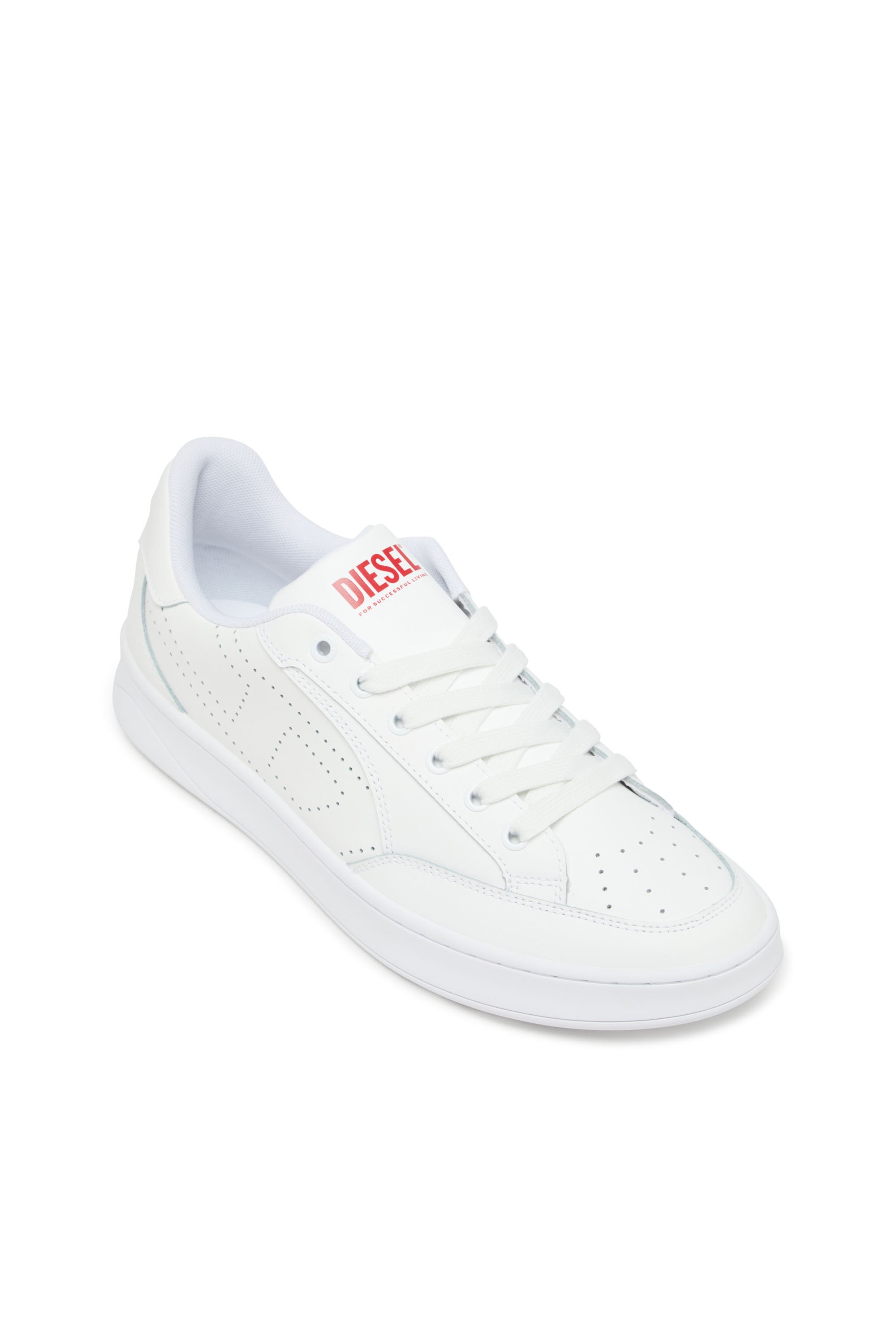 Diesel - S-DAKOTA LOW, S-Dakota-Sneaker in pelle con logo perforato Uomo in Bianco - 6