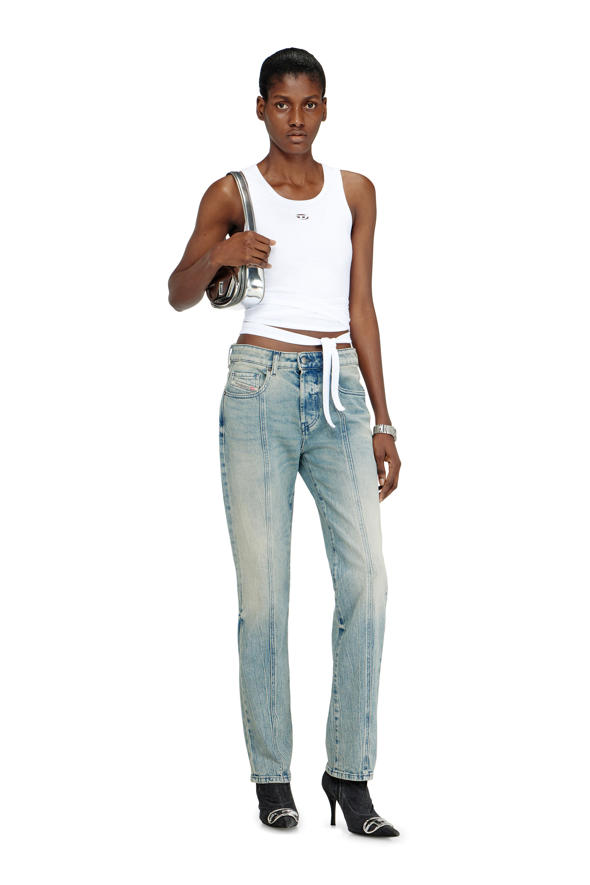 Diesel - 1DR, 1DR-Iconica borsa a spalla in pelle specchiata Donna in Argento - 6