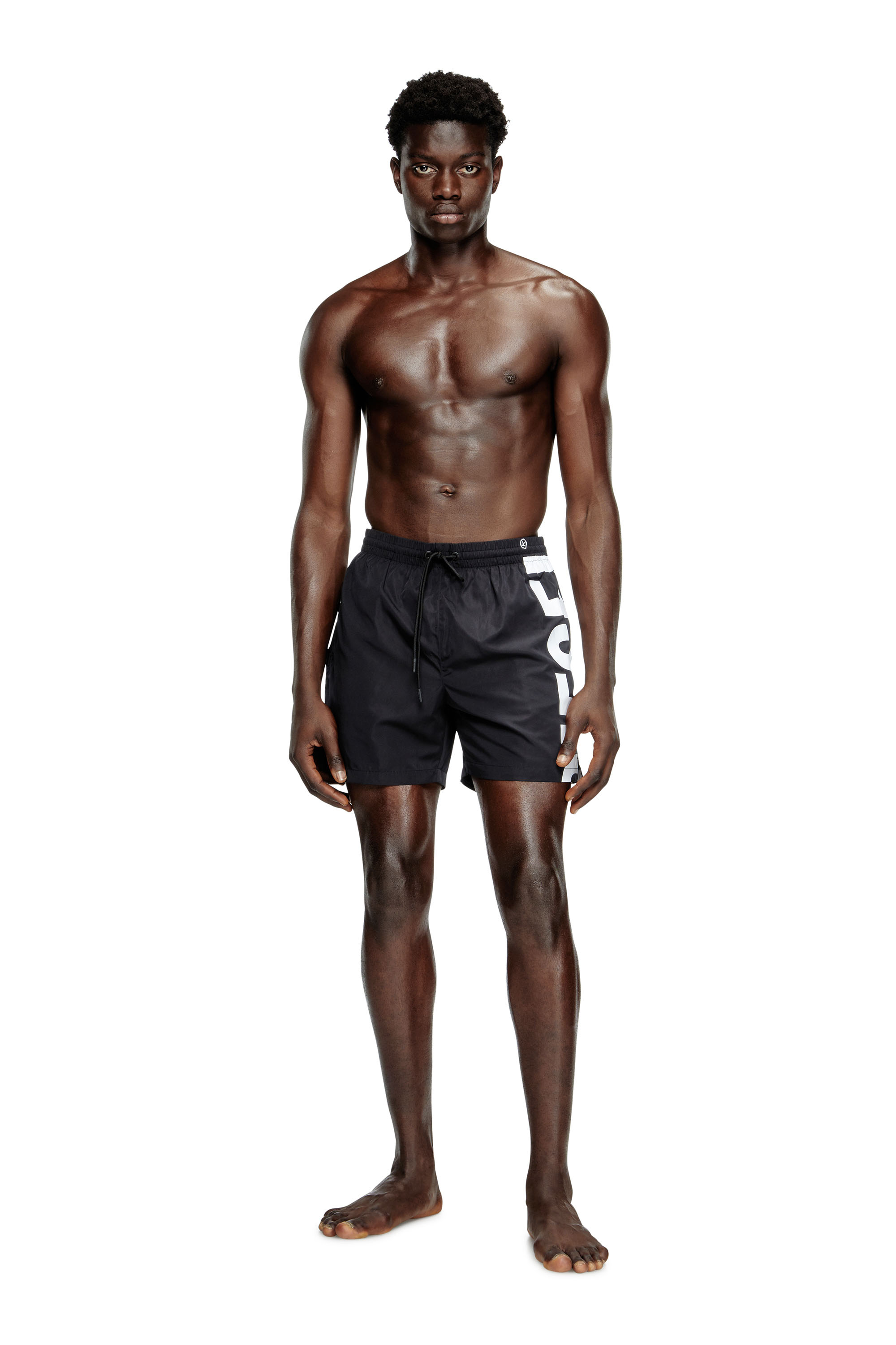 Diesel - RIO-41-D-CORE, Man's Mid-length swim shorts with maxi logo in Black/White - 2