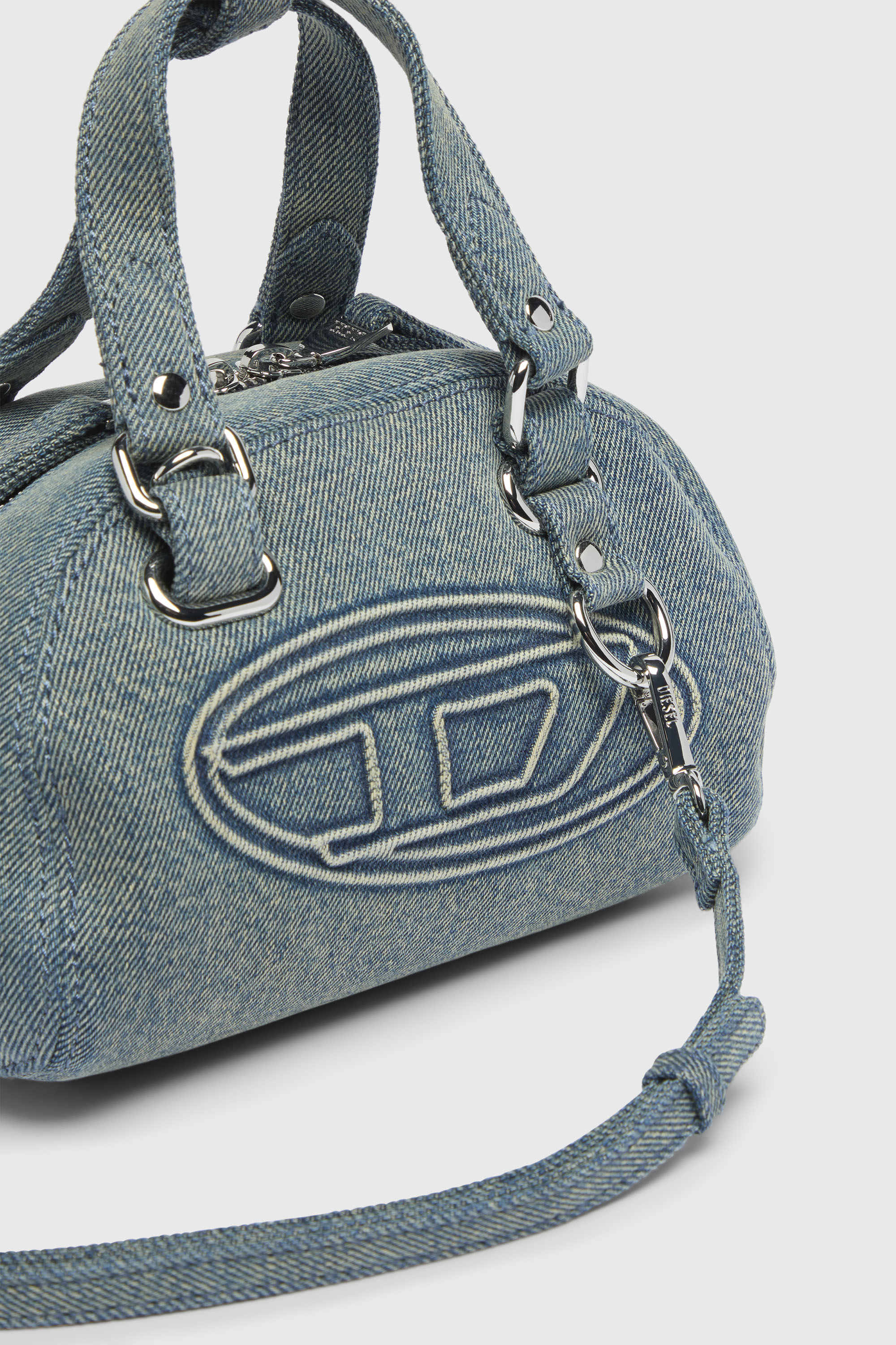 Diesel - 1DR DOME SOFT CROSSBODY, Unisex's 1DR Dome-Small bowling bag in denim with Oval D logo in Light Blue - 5