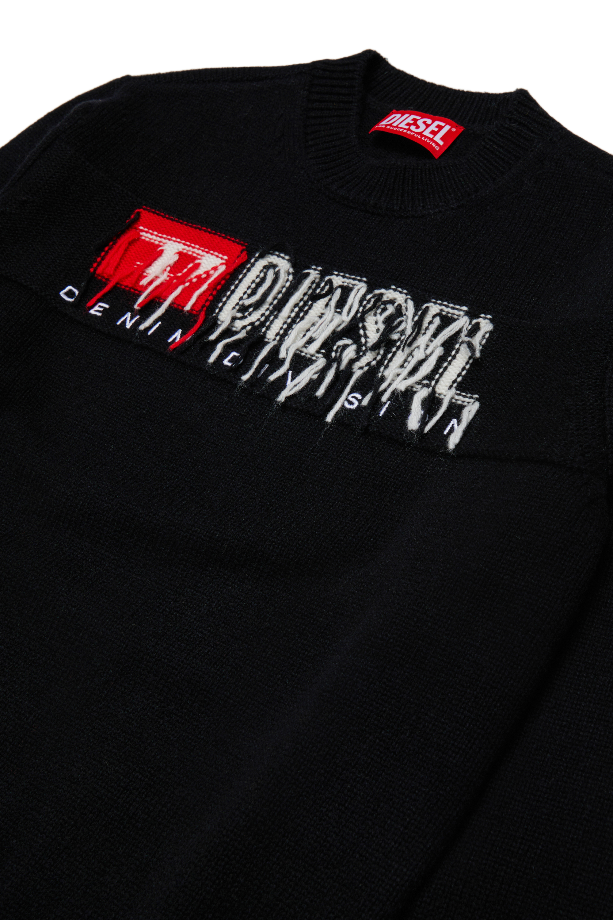 Diesel - KONZI OVER, Maglia in cachemire con logo destroyed Uomo in Nero - 3