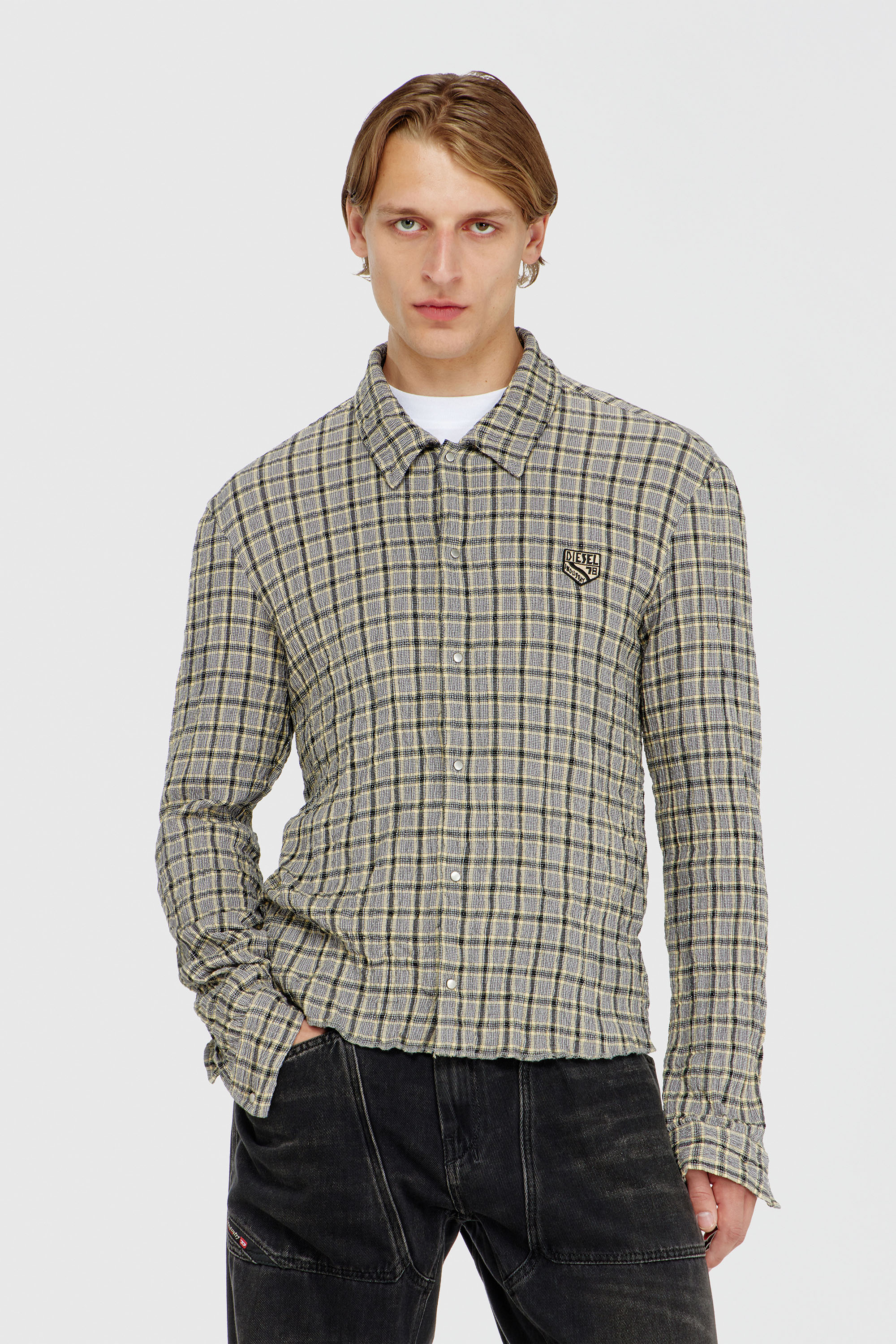 Diesel - S-SEERK, Camicia a quadri effetto seersucker Uomo in Multicolor - 3