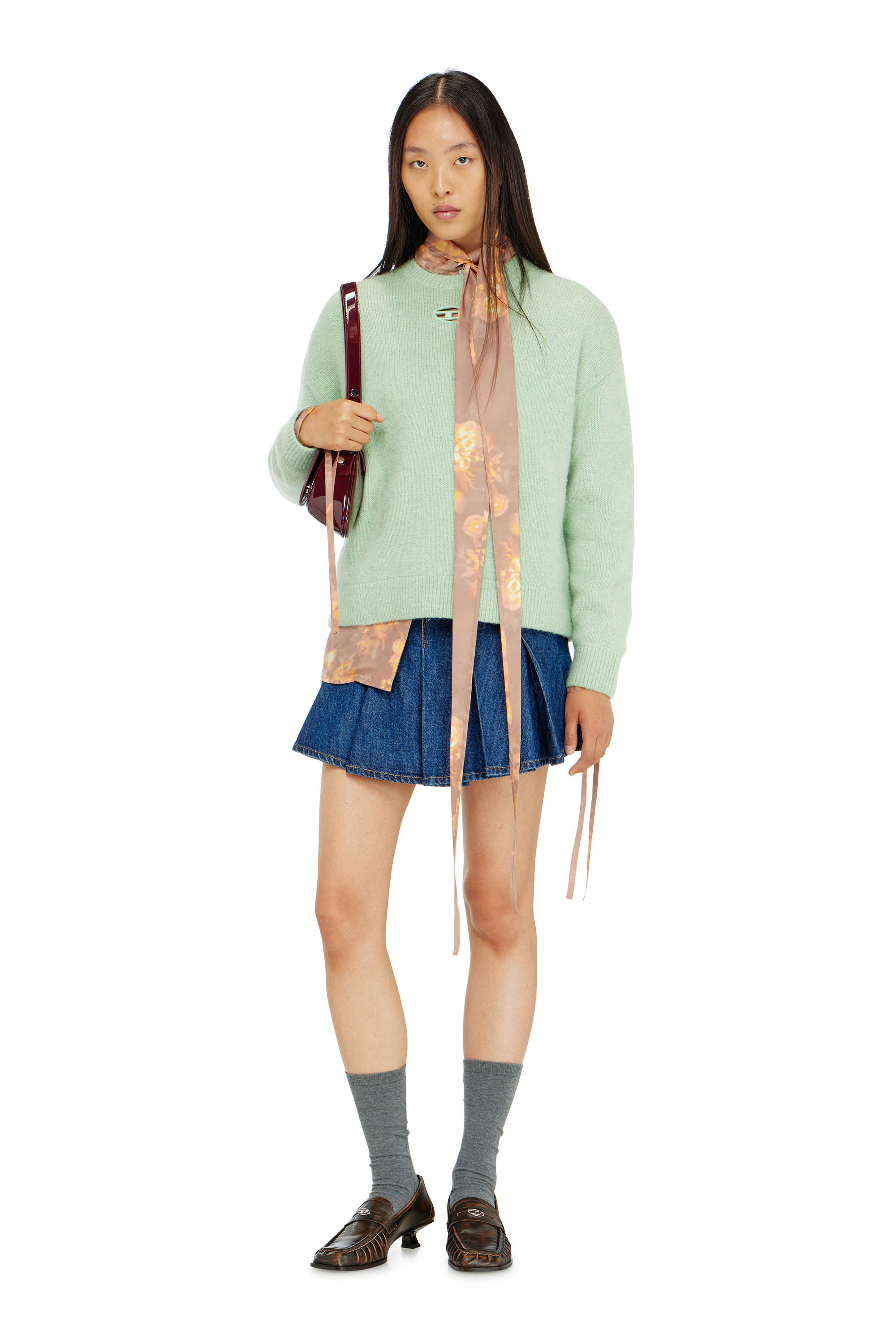 Diesel - M-AREETA, Maglia in misto lana e alpaca Donna in Verde - 1