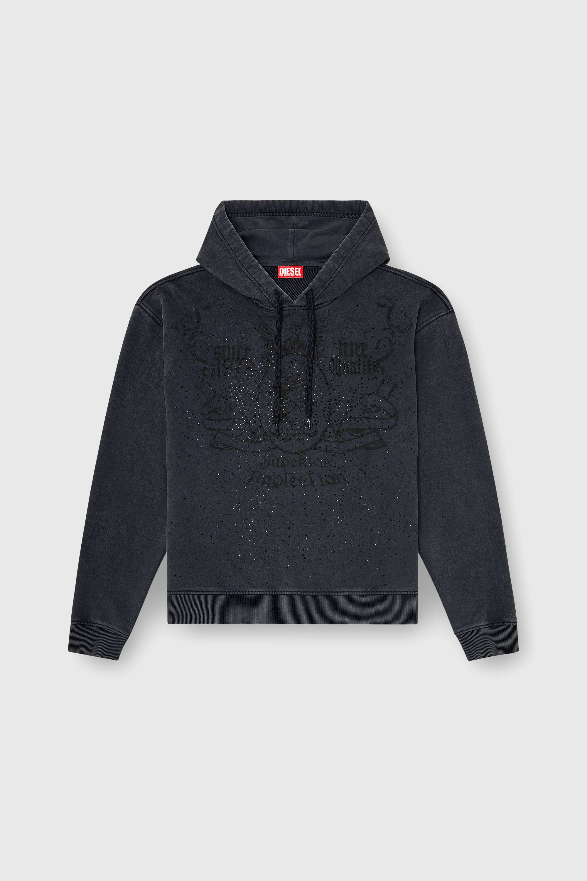 Diesel - S-NORM-HOOD-AA3, Felpa con stampa e applicazioni di strass Uomo in Grigio - 2