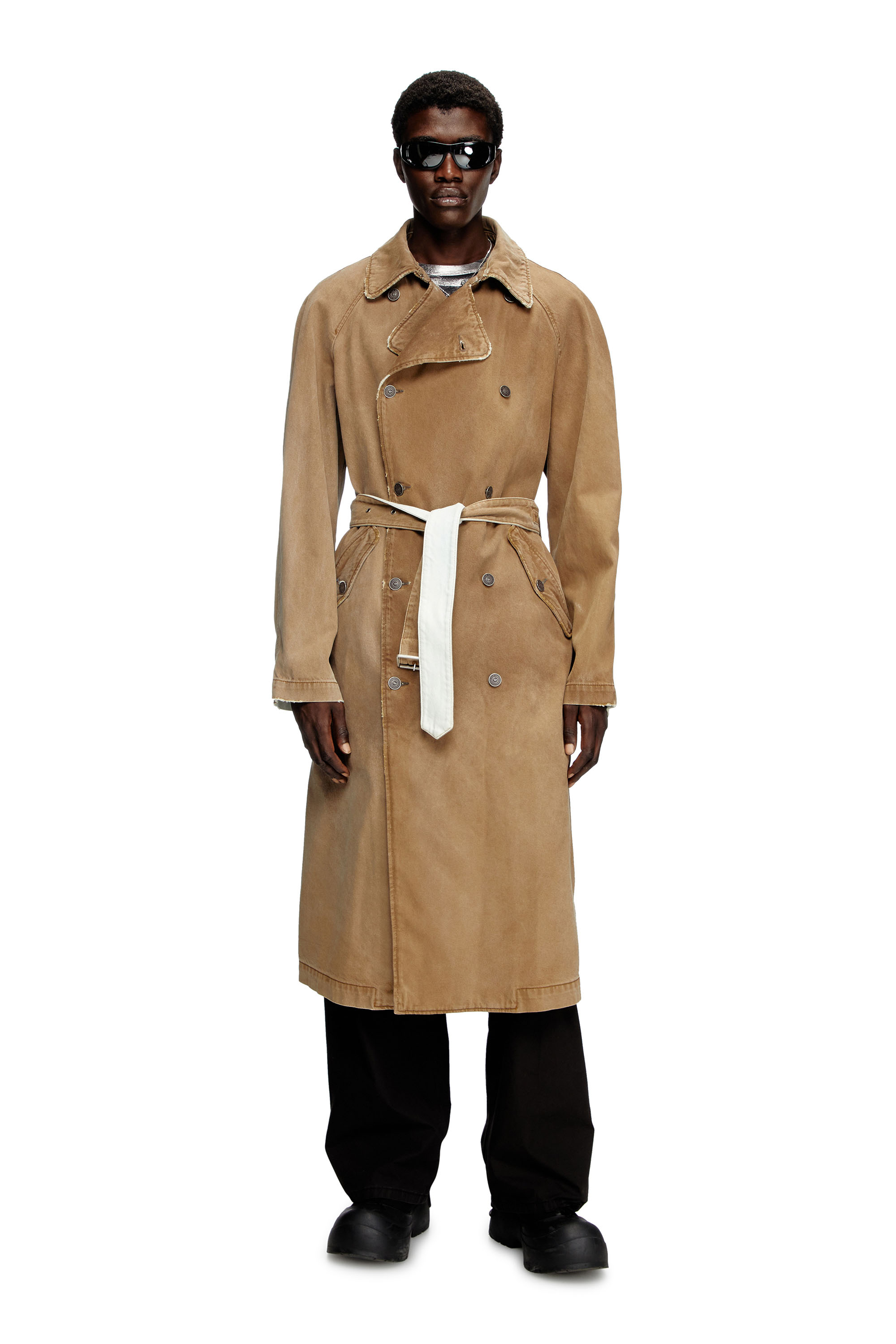 Diesel - D-DELIRIOUS-D, Unisex's Trench coat in overdirt denim in Light Brown - 1
