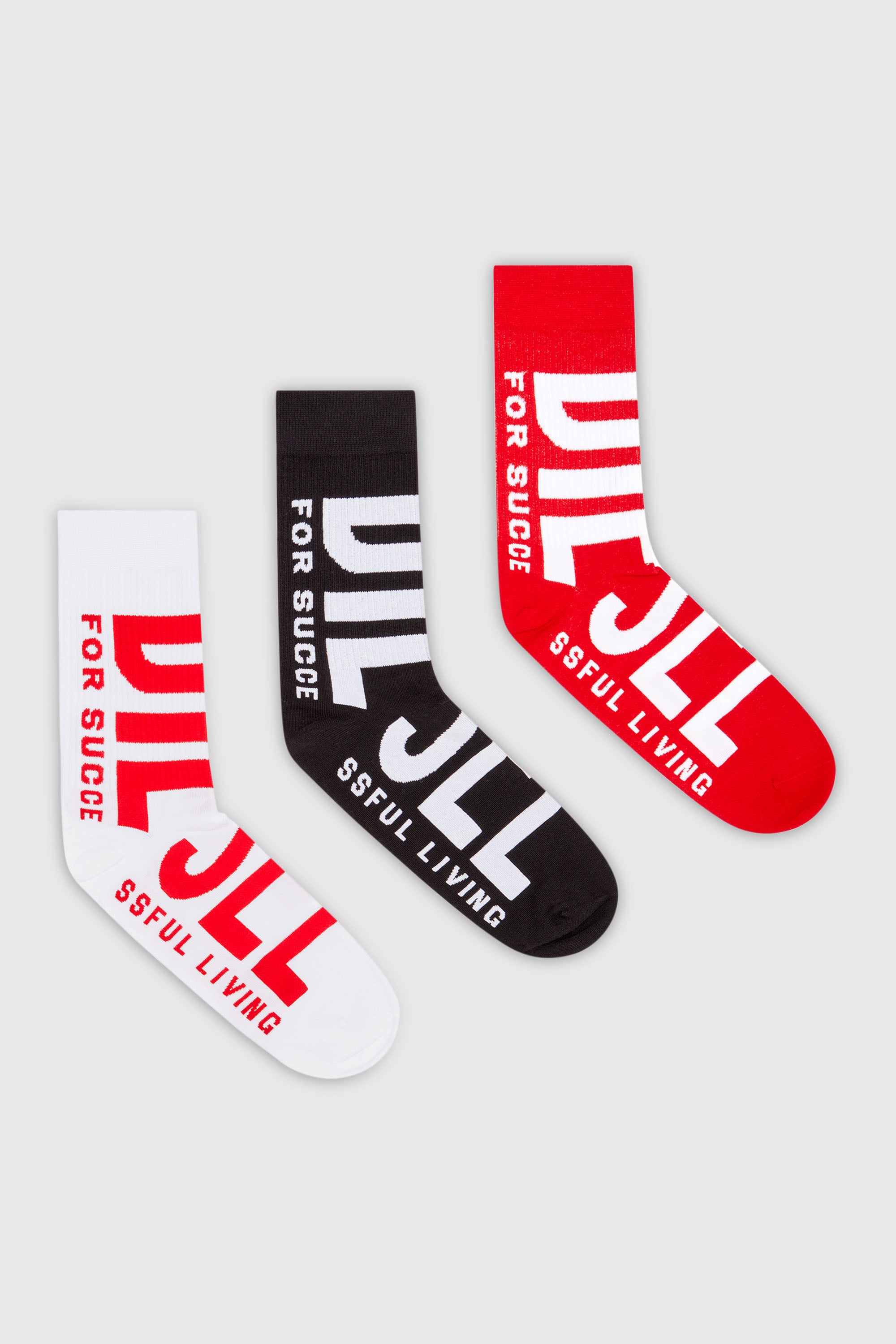 Diesel - SKM-RAY-THREEPACK, Set da tre calzini con maxi logo Uomo in Multicolor - 1