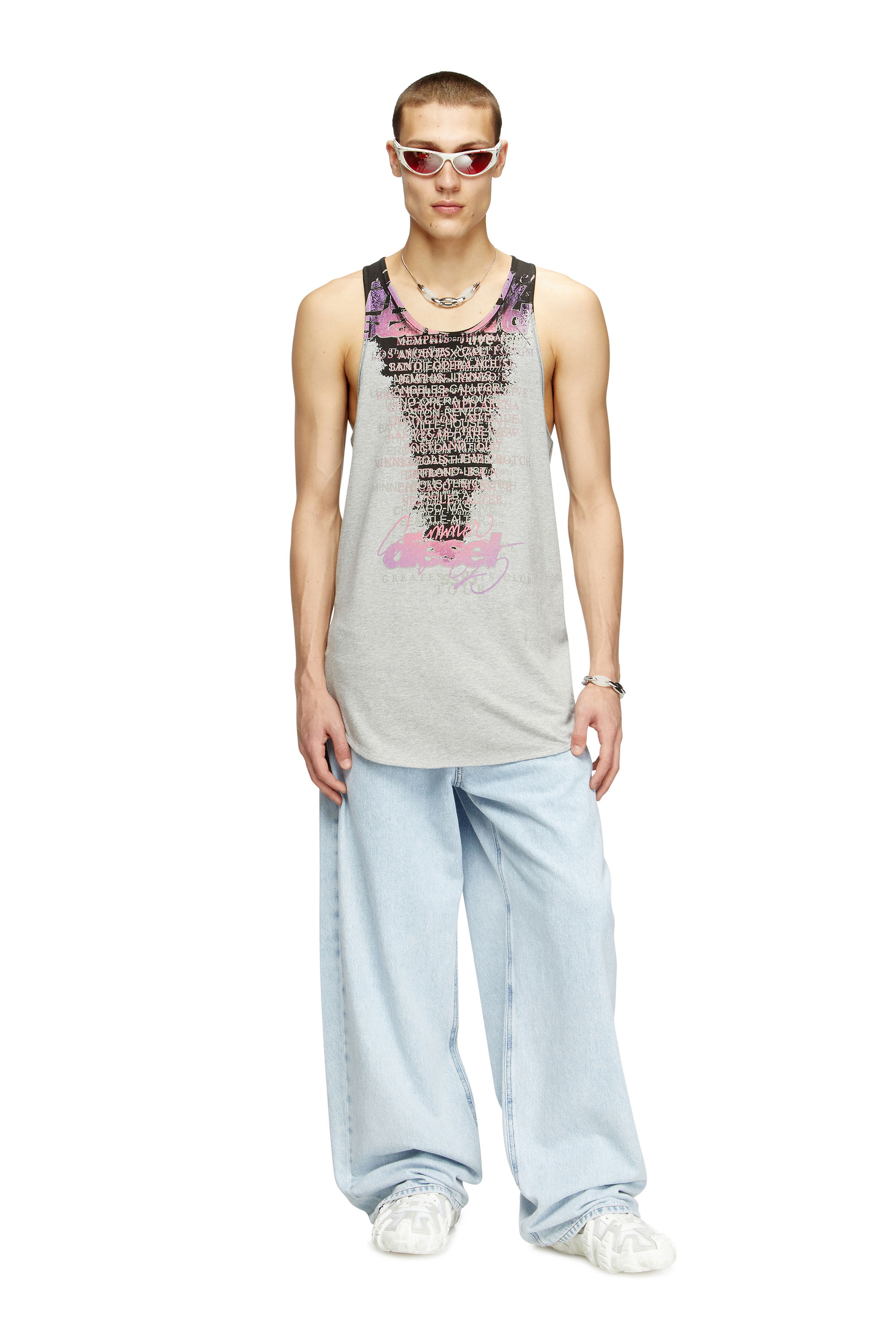 Diesel - T-SHAN, Unisex's Tank top with lyrics print in Grey - 3