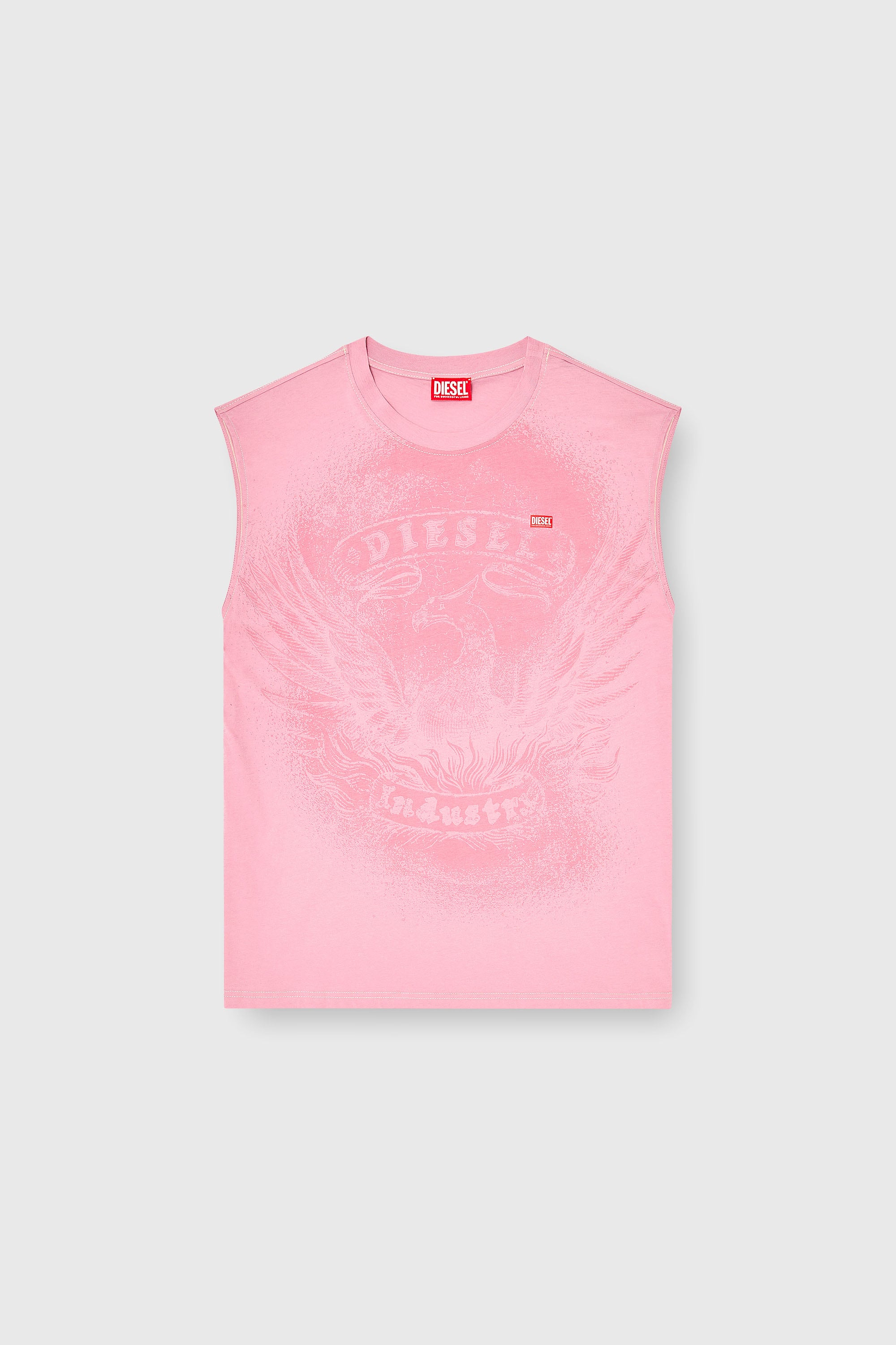 Diesel - T-BOXT-SL-NOTCH, Top senza maniche in cotone con grafica tono su tono Uomo in Rosa - 2