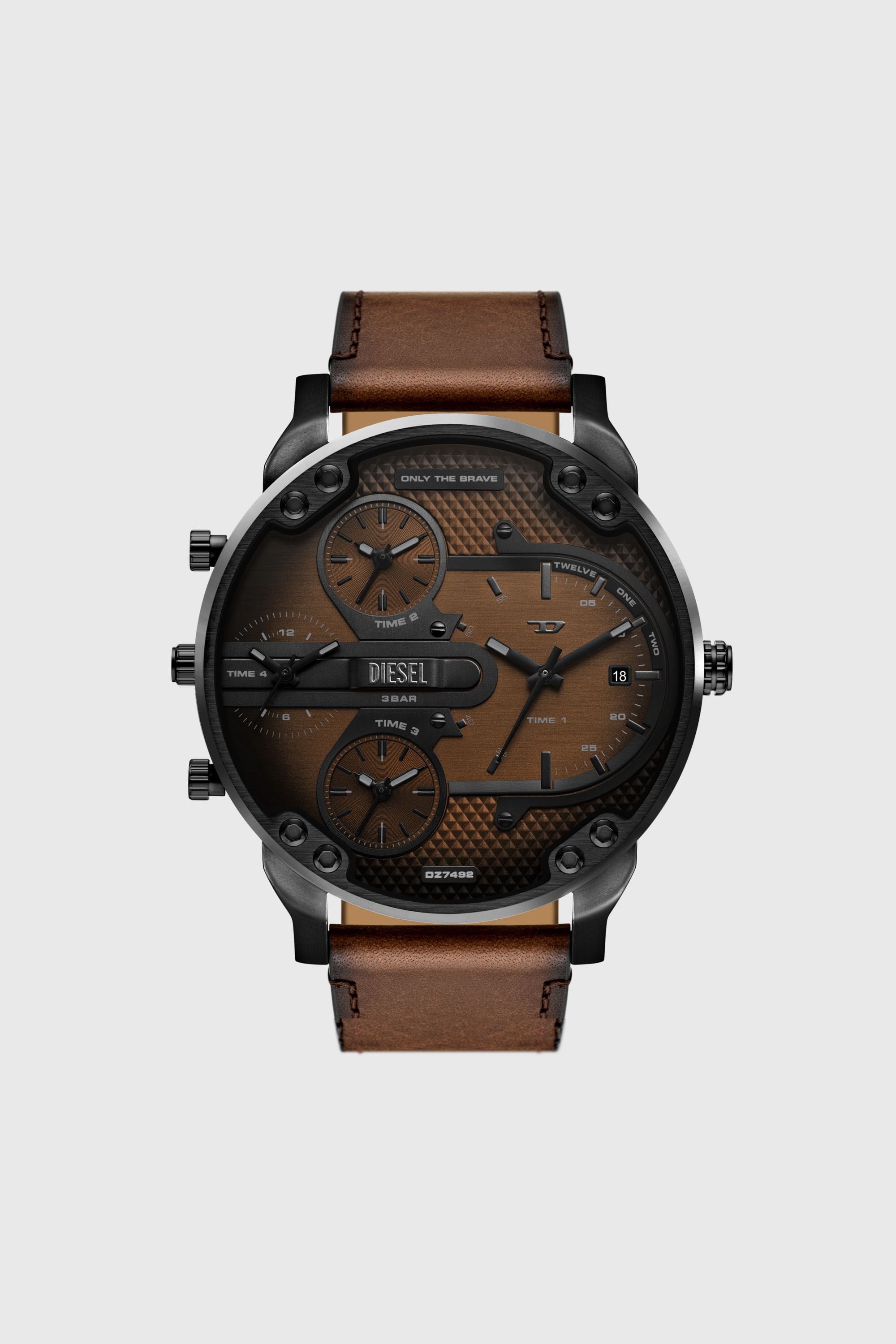 Diesel - DZ7492 WATCH, Orologio Mega Chief Slim in pelle marrone Uomo in Marrone - 1