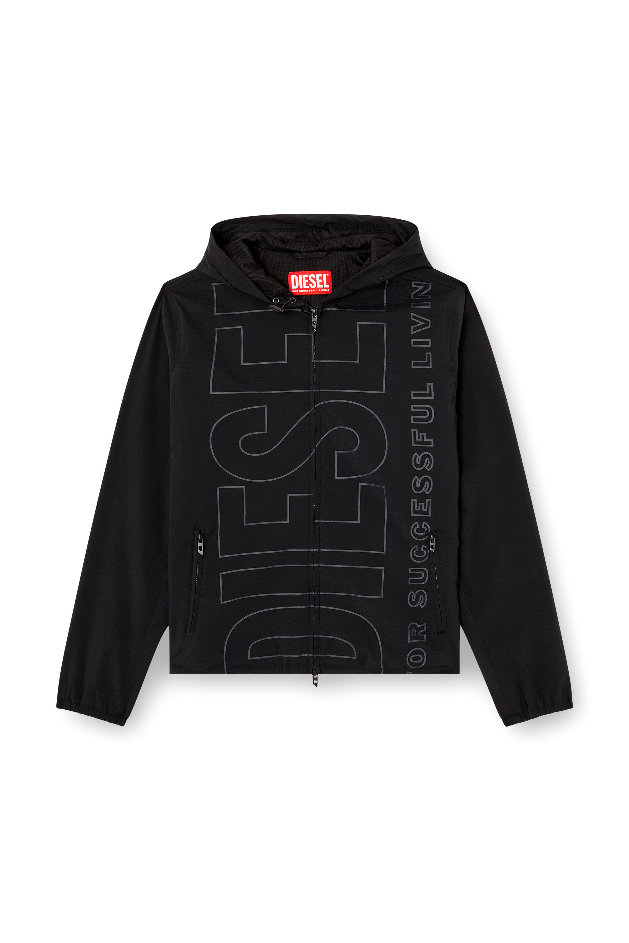 Diesel - J-ANDREW, Giacca in nylon con logo delineato Uomo in Nero - 3