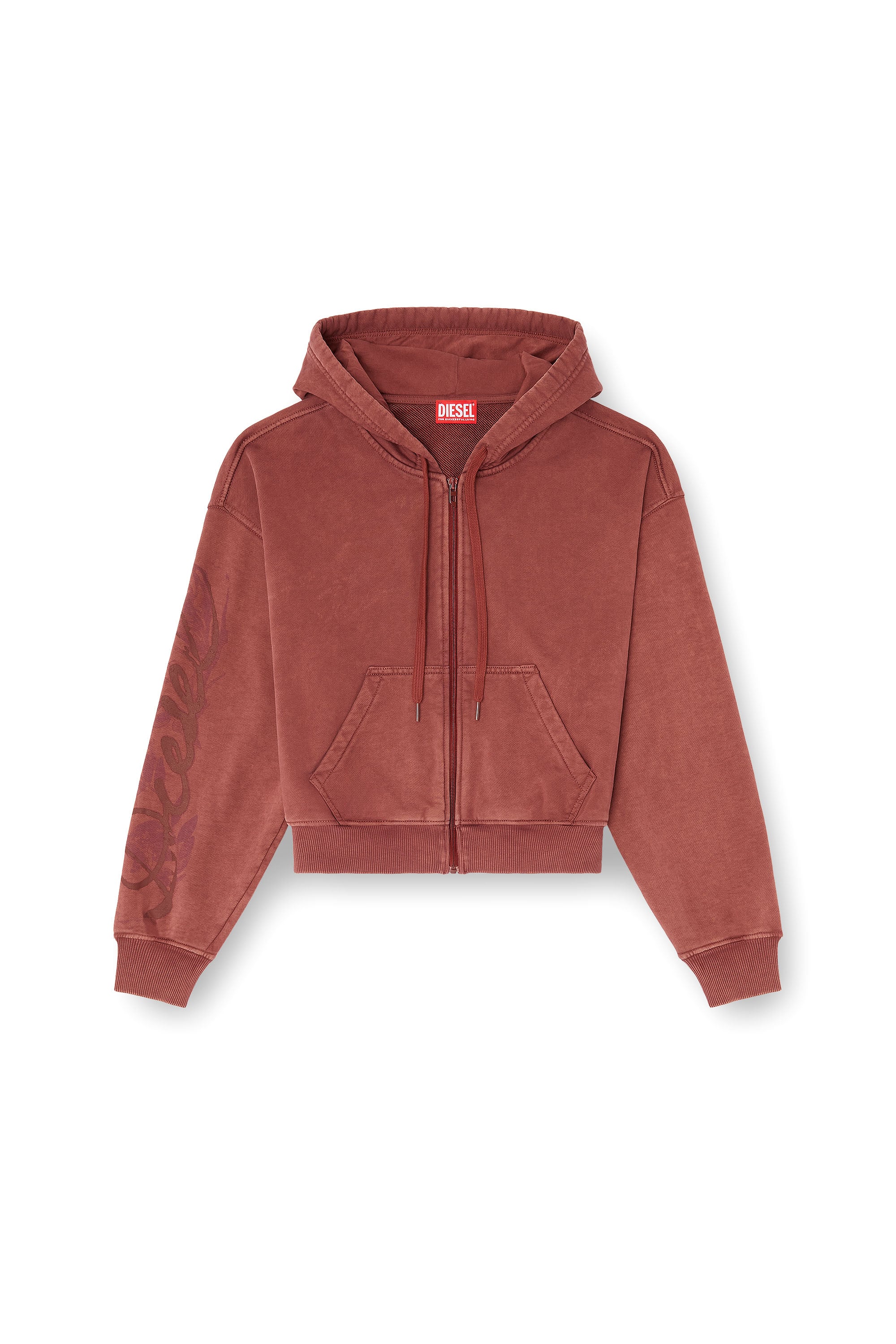 Diesel - F-ELYCY, Felpa con zip e logo floreale effetto puff Donna in ToBeDefined - 3