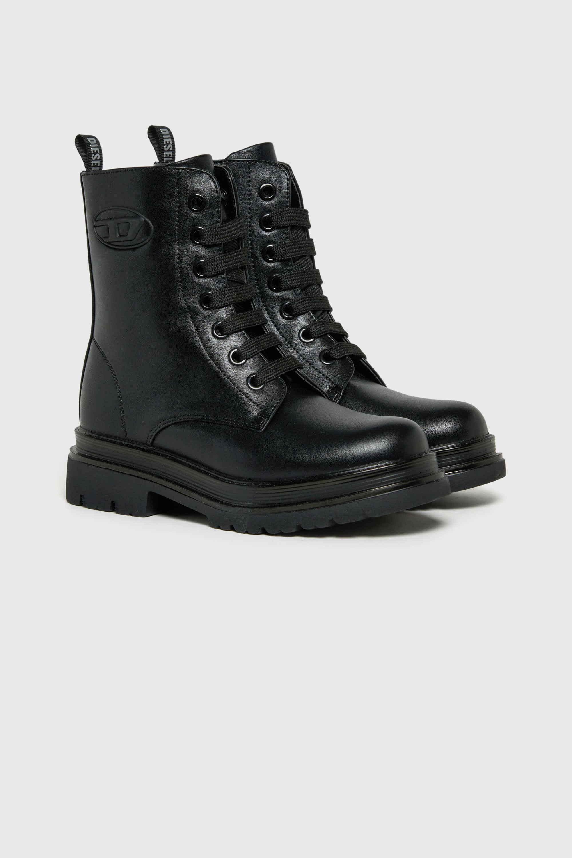 Diesel - D-ANFISTR-PU, D-Anfistr- Stivali combat con logo Oval D embossato Unisex in Nero - 2
