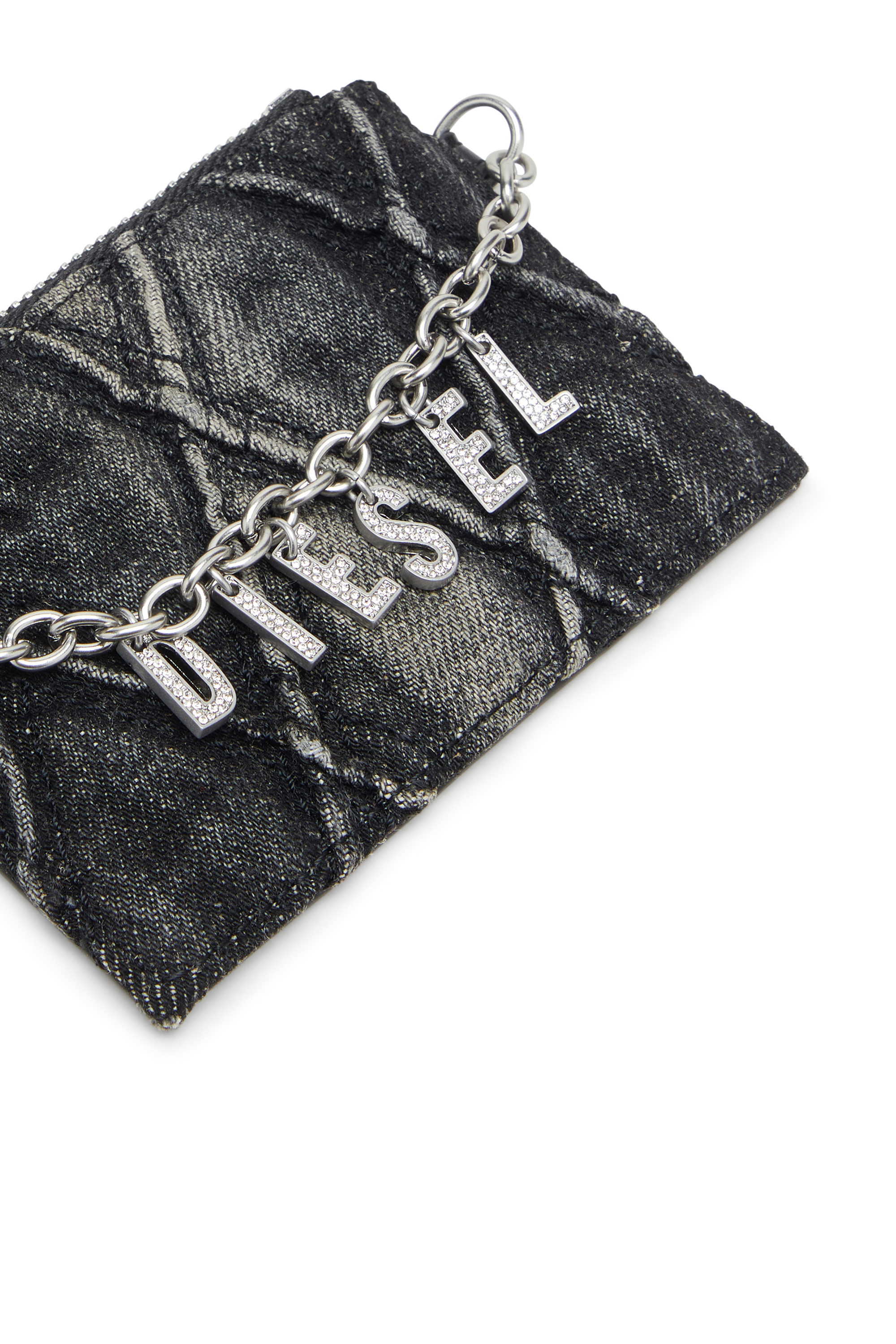 Diesel - CARD HOLDER WITH CHAIN, Porta carte con catena e tasca portamonete con zip Donna in Grigio - 4