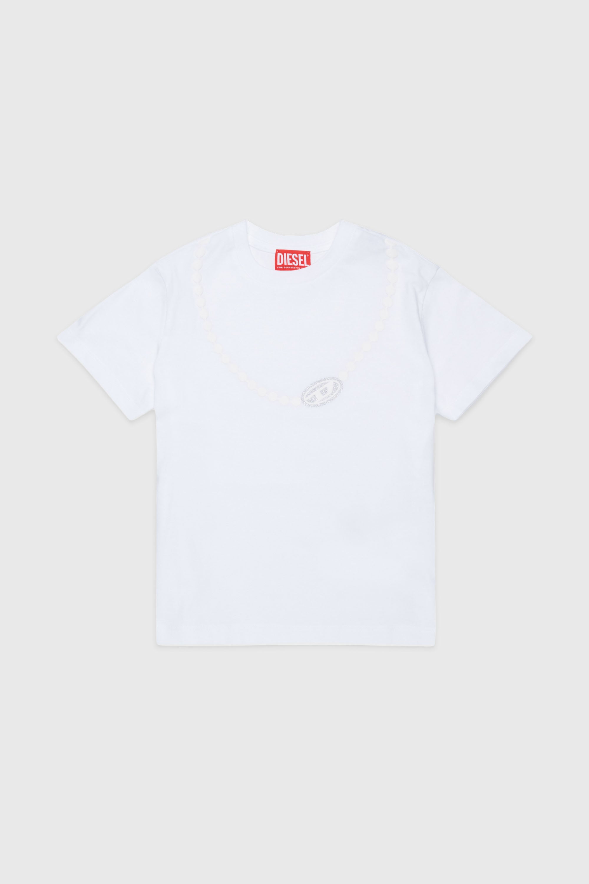 Diesel - TICLA, T-shirt in cotone con stampa collana Donna in Bianco - 1